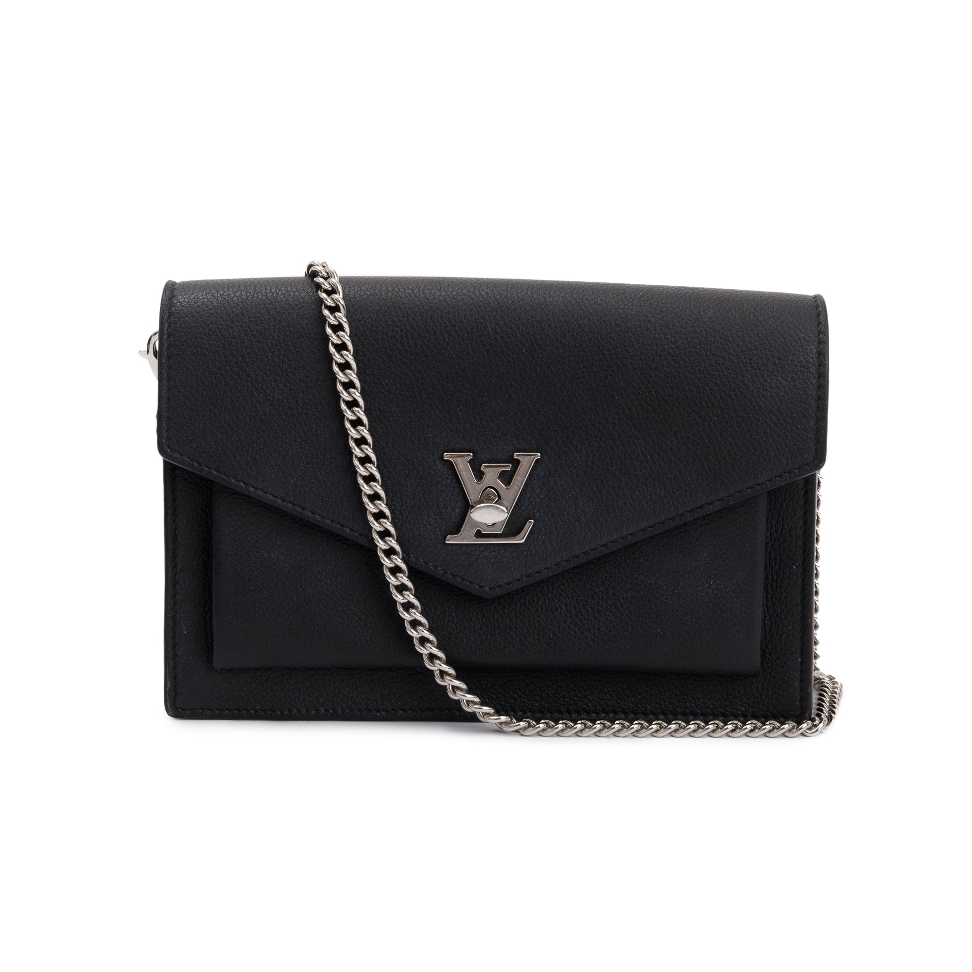Louis Vuitton Black Leather Mylockme Chain Pochette