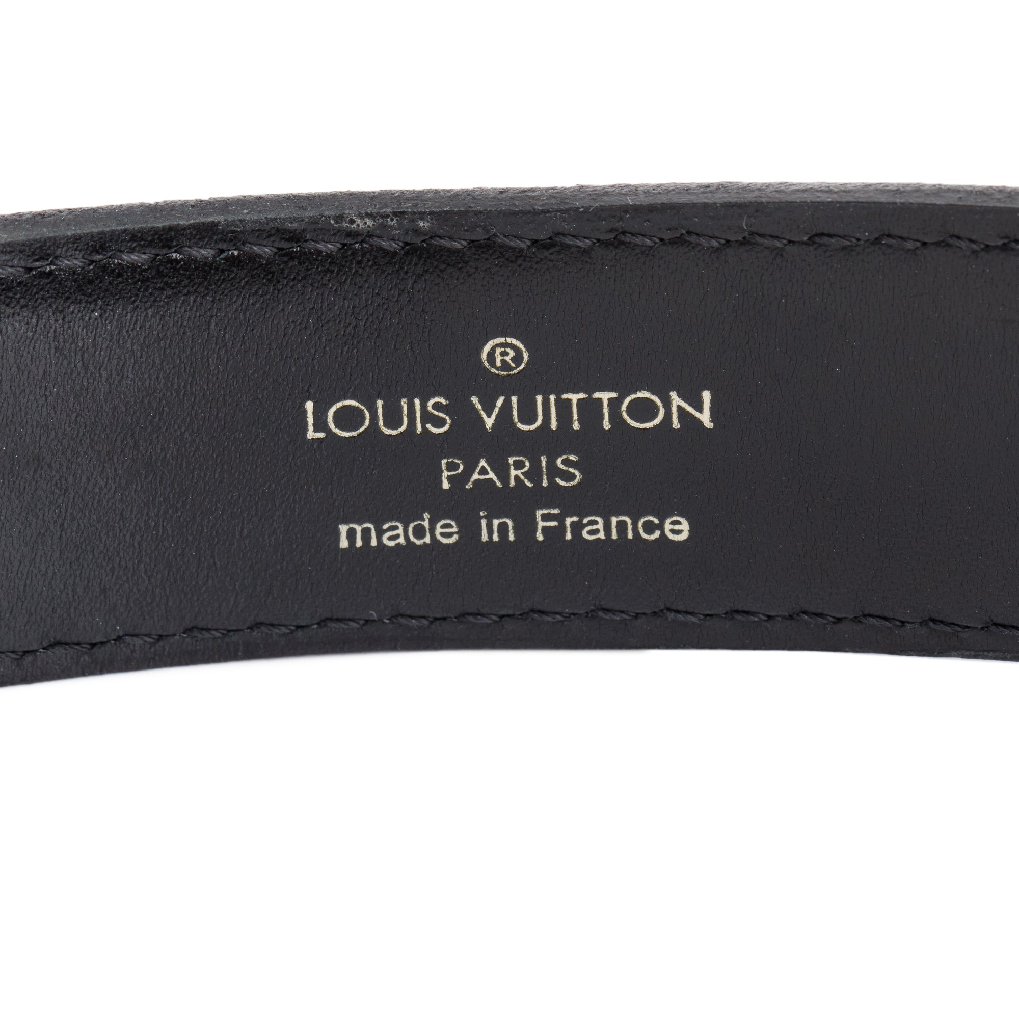 Louis Vuitton Black Leather Studded Suhali Belt, Size 80 32