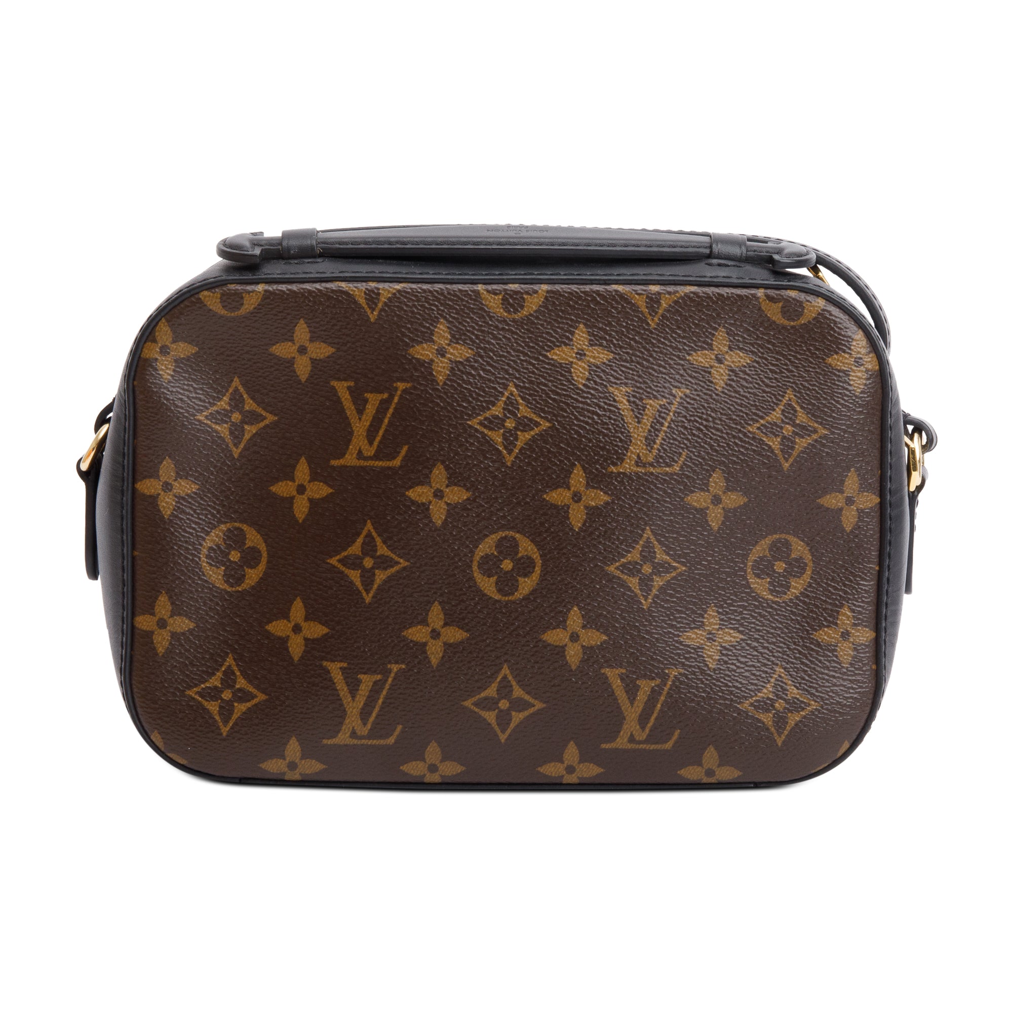 Louis Vuitton Black Leather Trim Monogram Saintonge Bag w/ Box