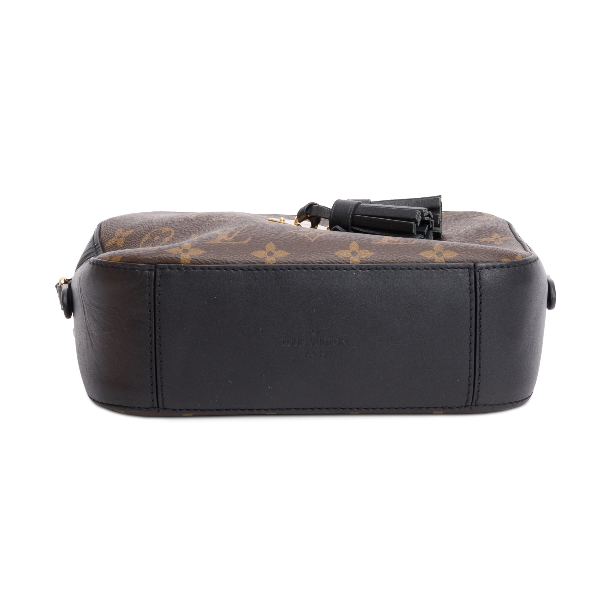 Louis Vuitton Black Leather Trim Monogram Saintonge Bag w/ Box