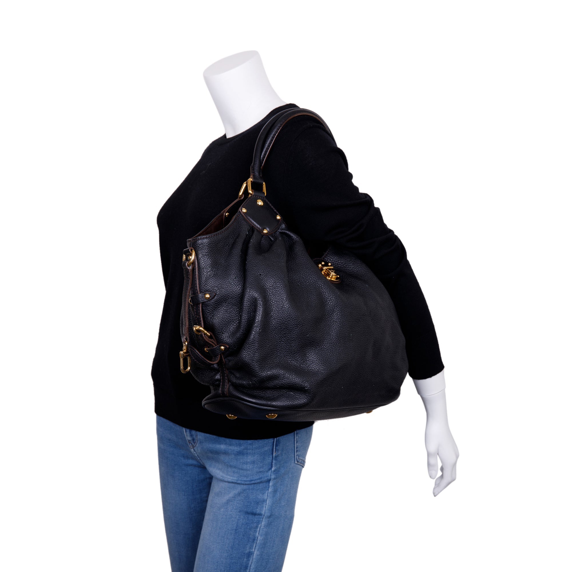 Louis Vuitton Black Mahina L Hobo