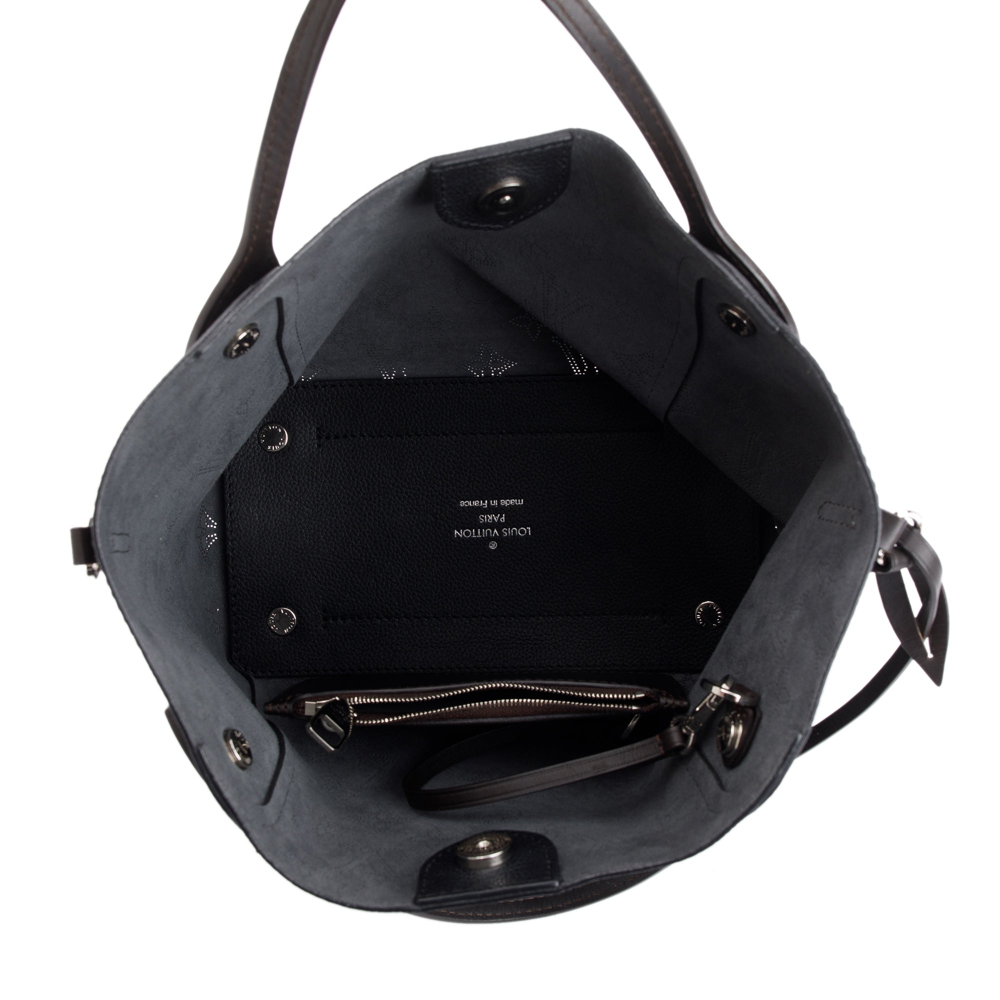 Louis Vuitton Black Mahina Leather Hina Pm Tote w/ Strap & Pouch