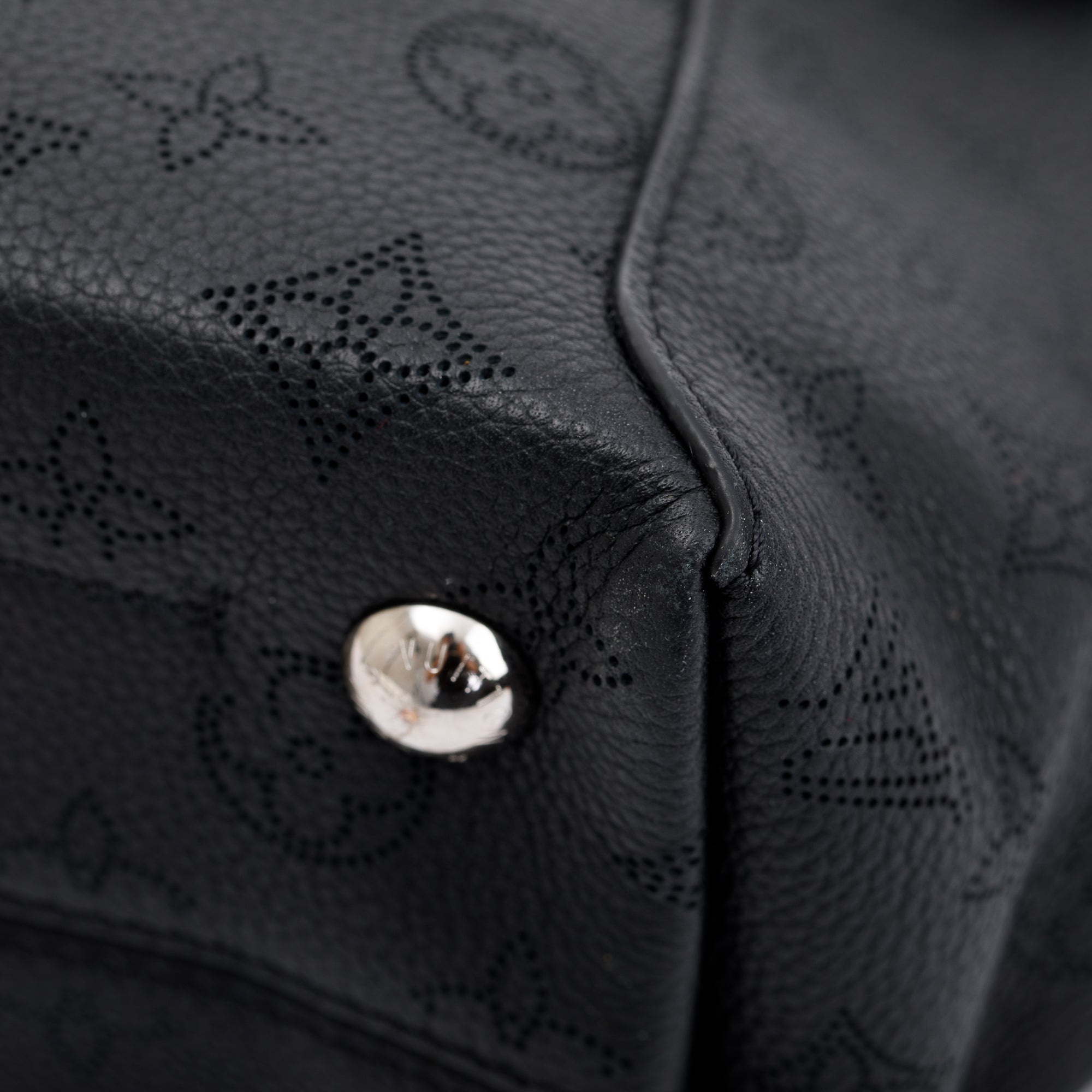 Louis Vuitton Black Mahina Leather Hina Pm Tote w/ Strap & Pouch