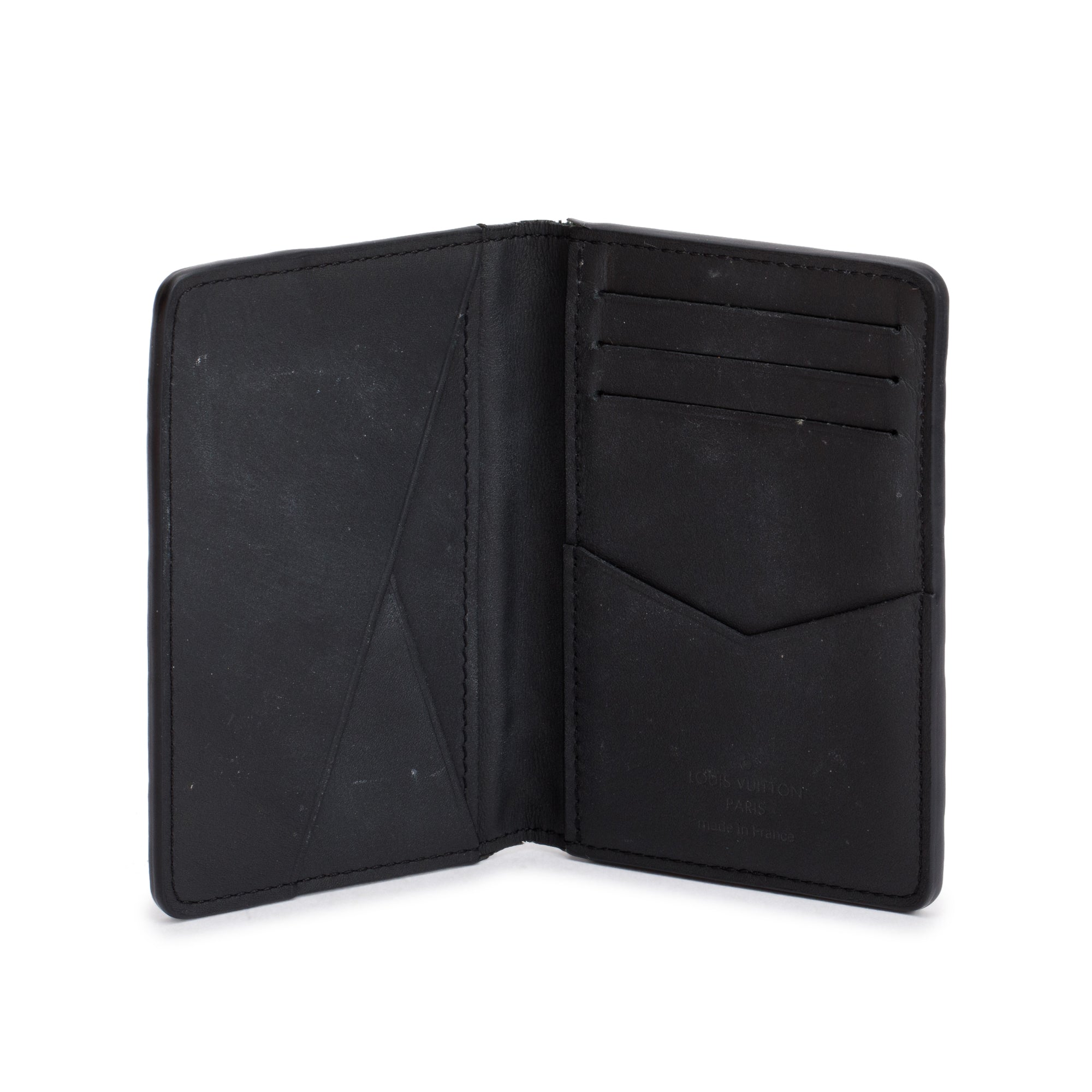 Louis Vuitton Black Monogram Cafskin Shadow Pocket Organizer w/ Box