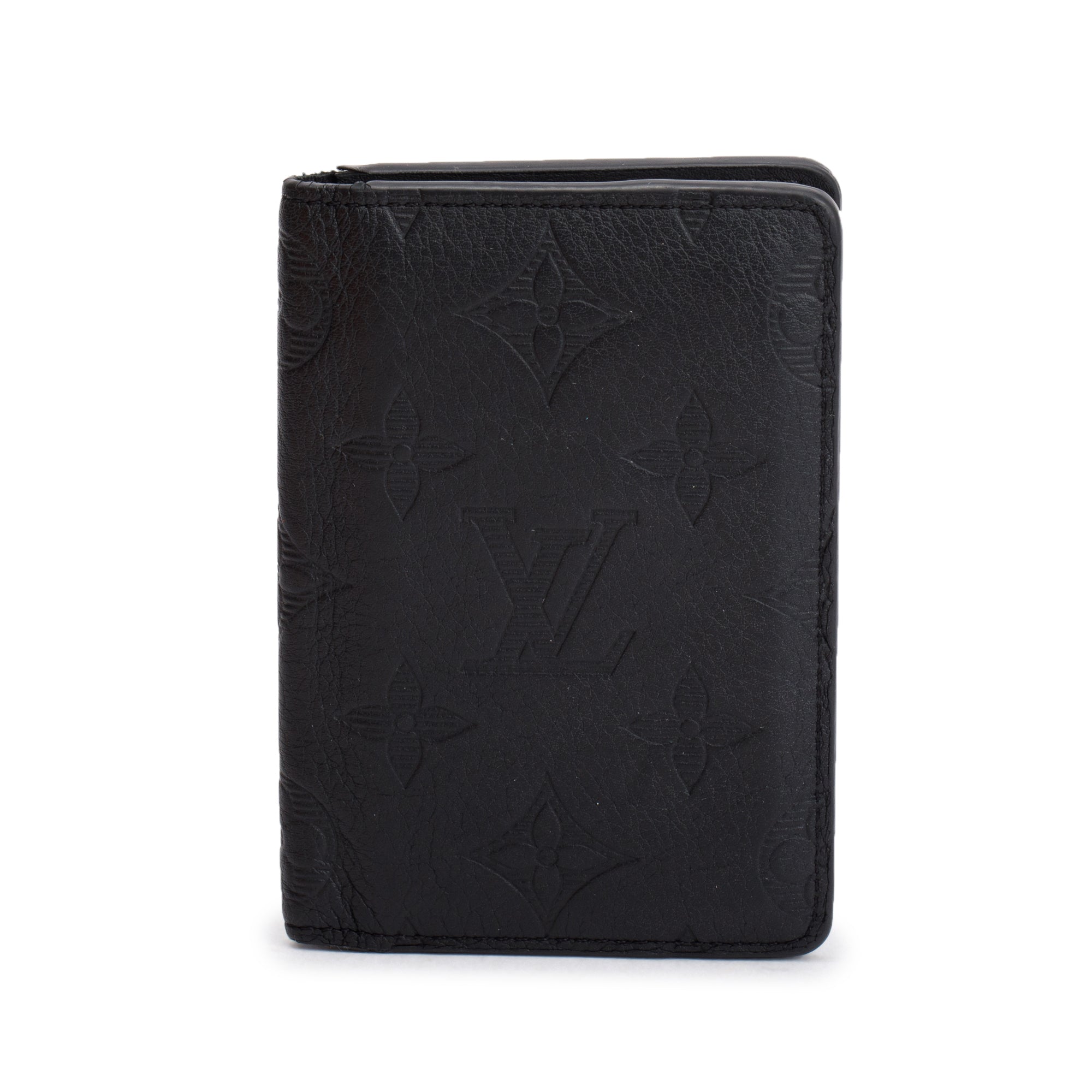 Louis Vuitton Black Monogram Cafskin Shadow Pocket Organizer w/ Box