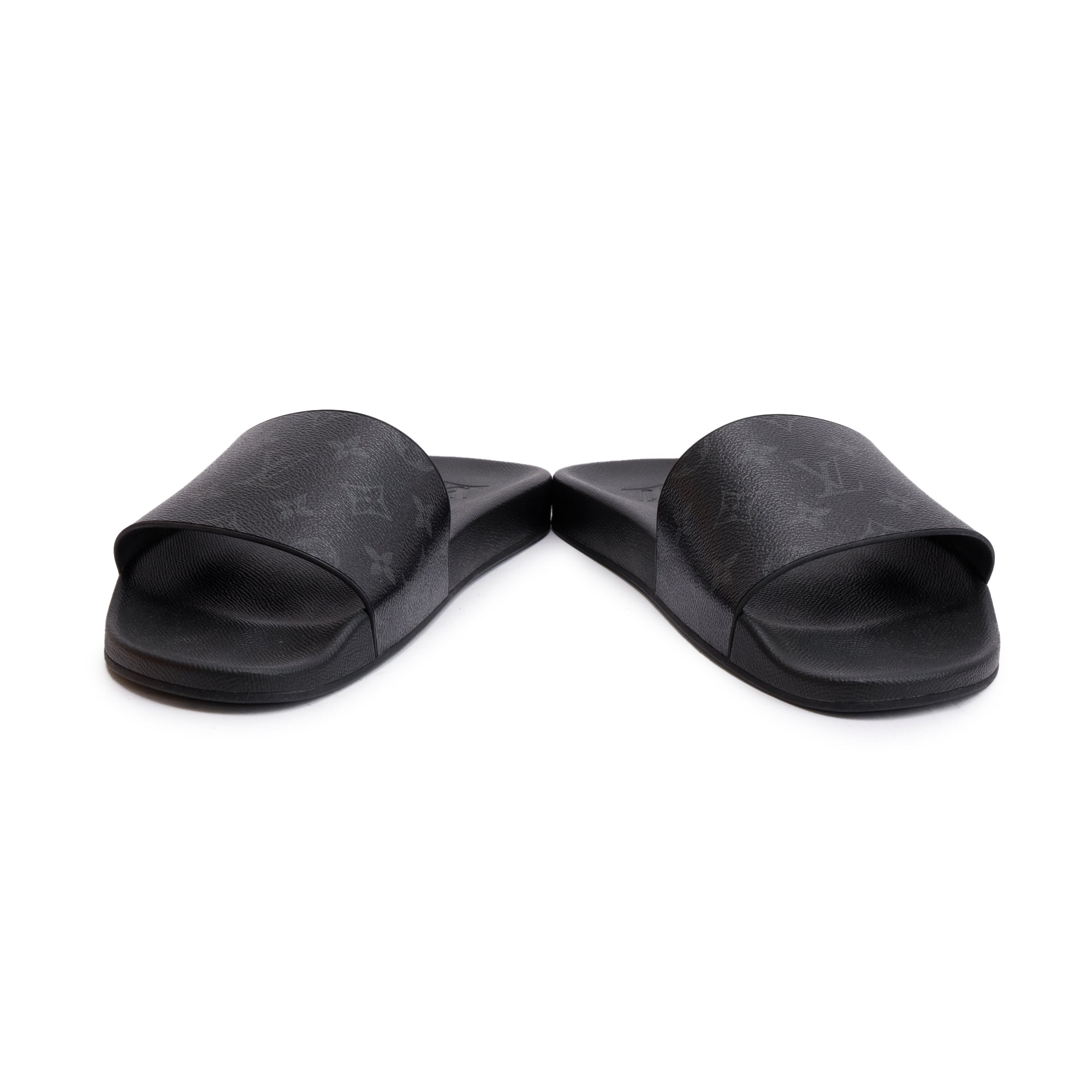 Louis Vuitton Black Monogram Eclipse Rubber Waterfront Mule, Size 11 w/ Box