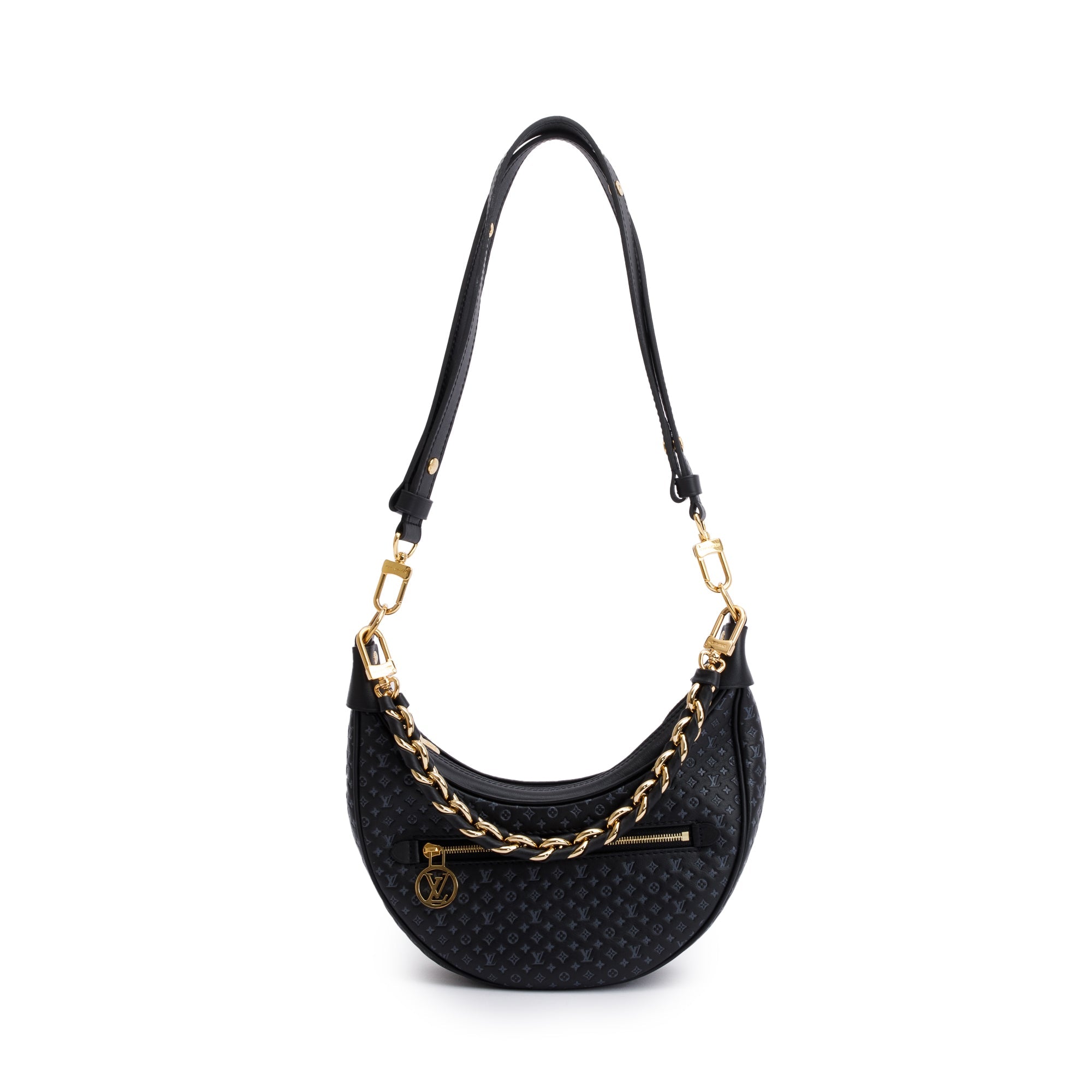 Louis Vuitton Black Monogram Embossed Calfskin Leather LV Loop Bag w/ Box & Receipt