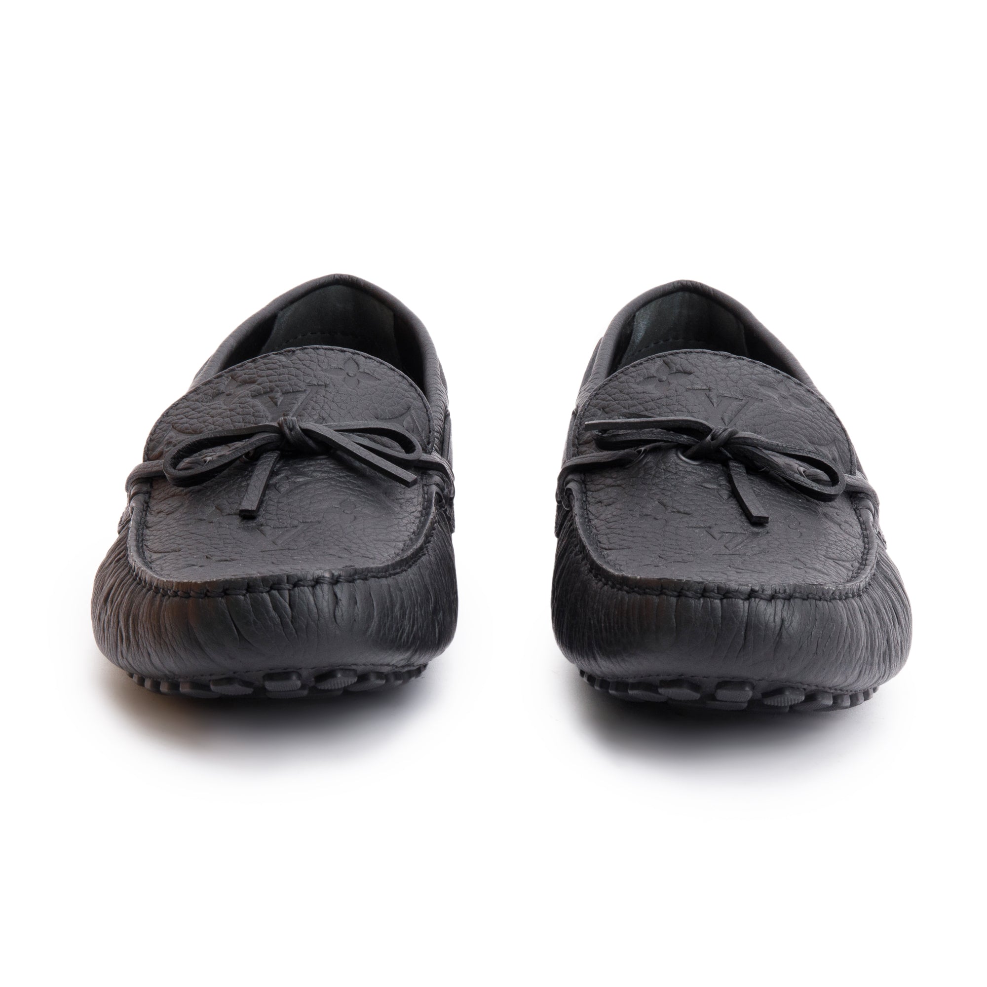 Louis Vuitton Black Monogram Empreinte Leather Hockenheim Moccasin, Size 13 w/ Box