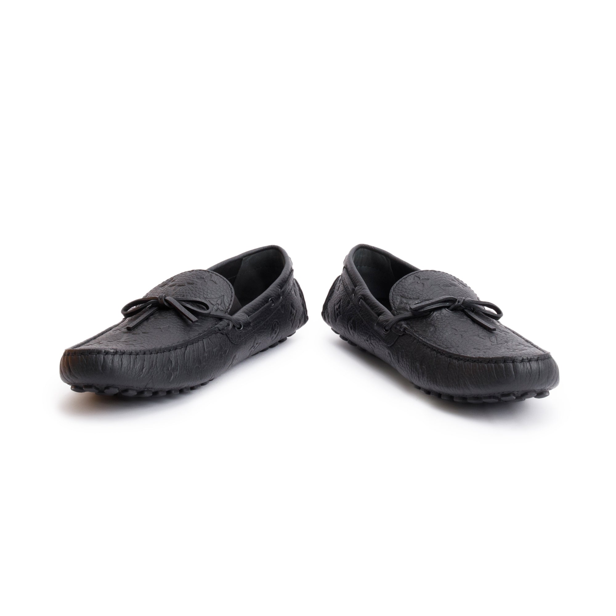 Louis Vuitton Black Monogram Empreinte Leather Hockenheim Moccasin, Size 13 w/ Box