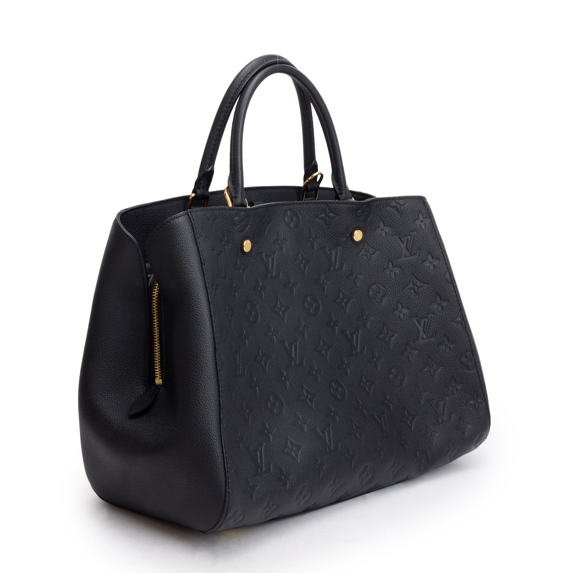 Louis Vuitton Black Monogram Empreinte Leather Montaigne GM w/ Strap & Box