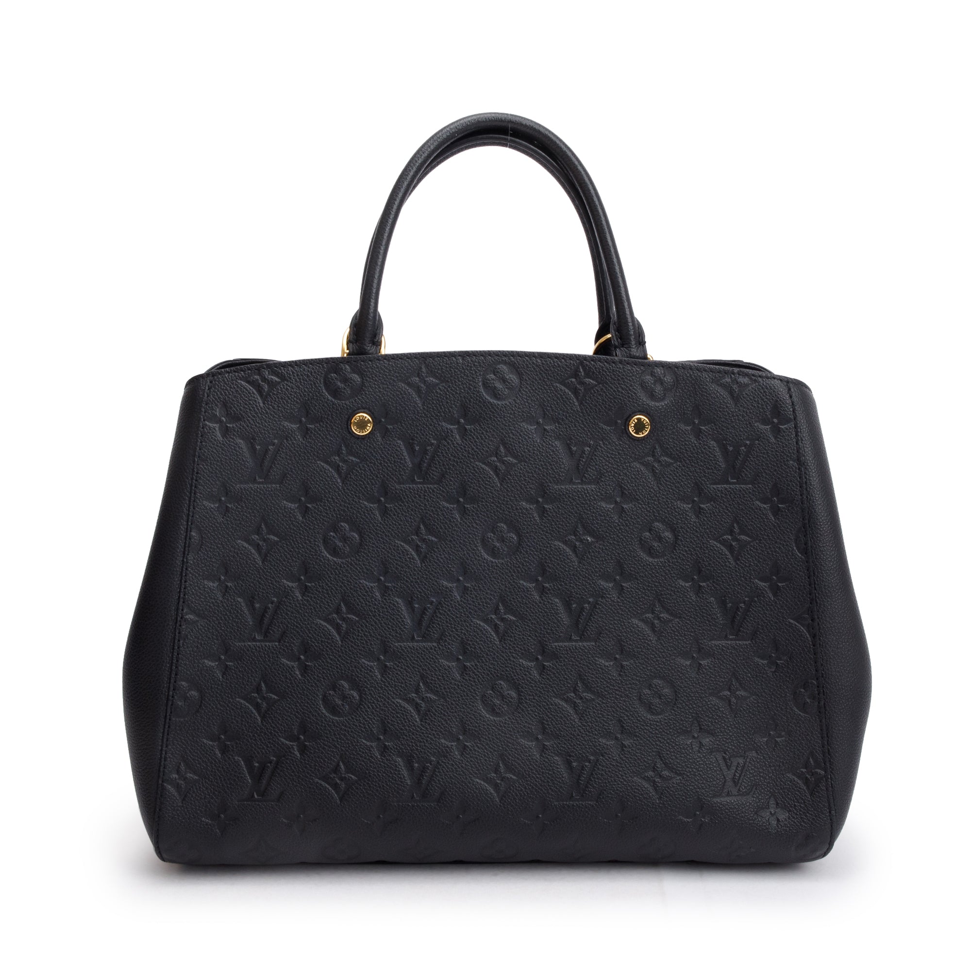 Louis Vuitton Black Monogram Empreinte Leather Montaigne GM w/ Strap & Box