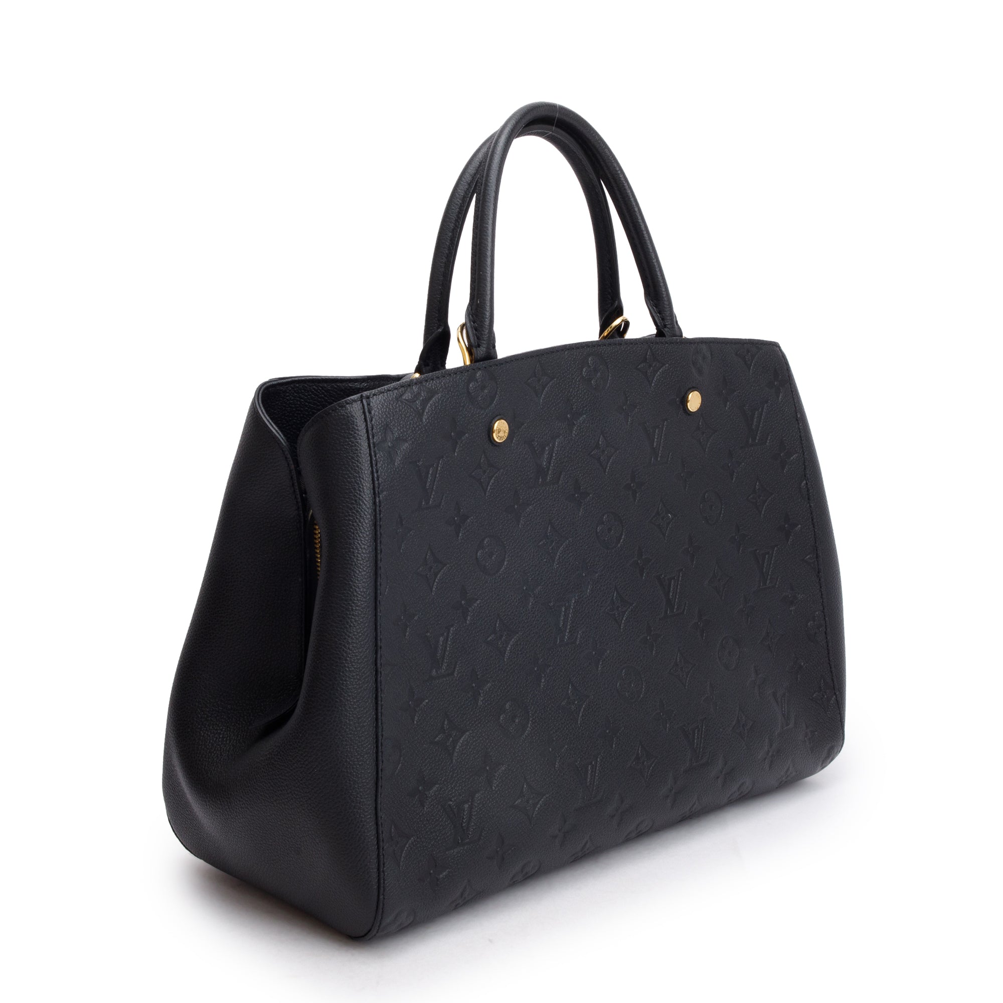 Louis Vuitton Black Monogram Empreinte Leather Montaigne GM w/ Strap & Box