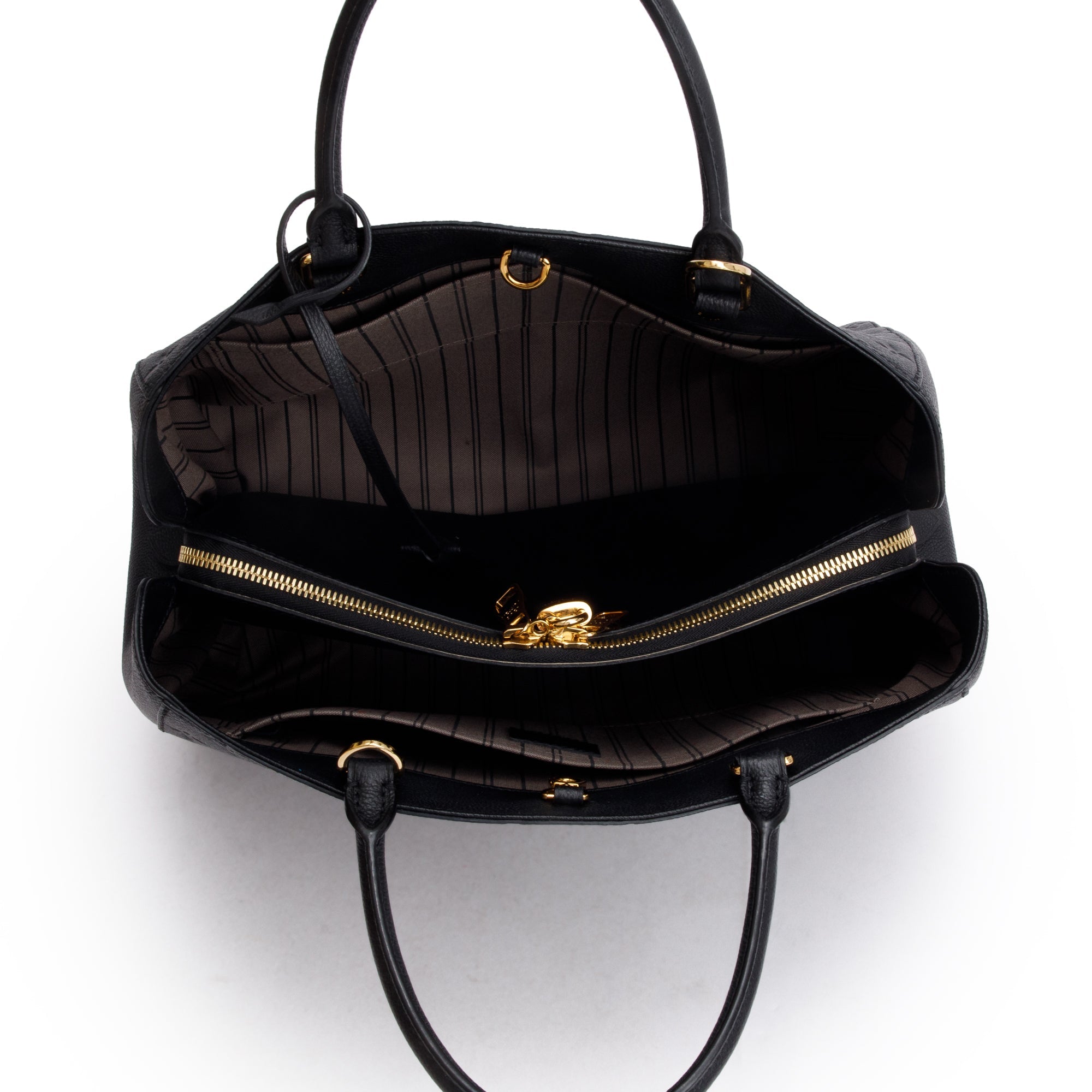 Louis Vuitton Black Monogram Empreinte Leather Montaigne GM w/ Strap & Box