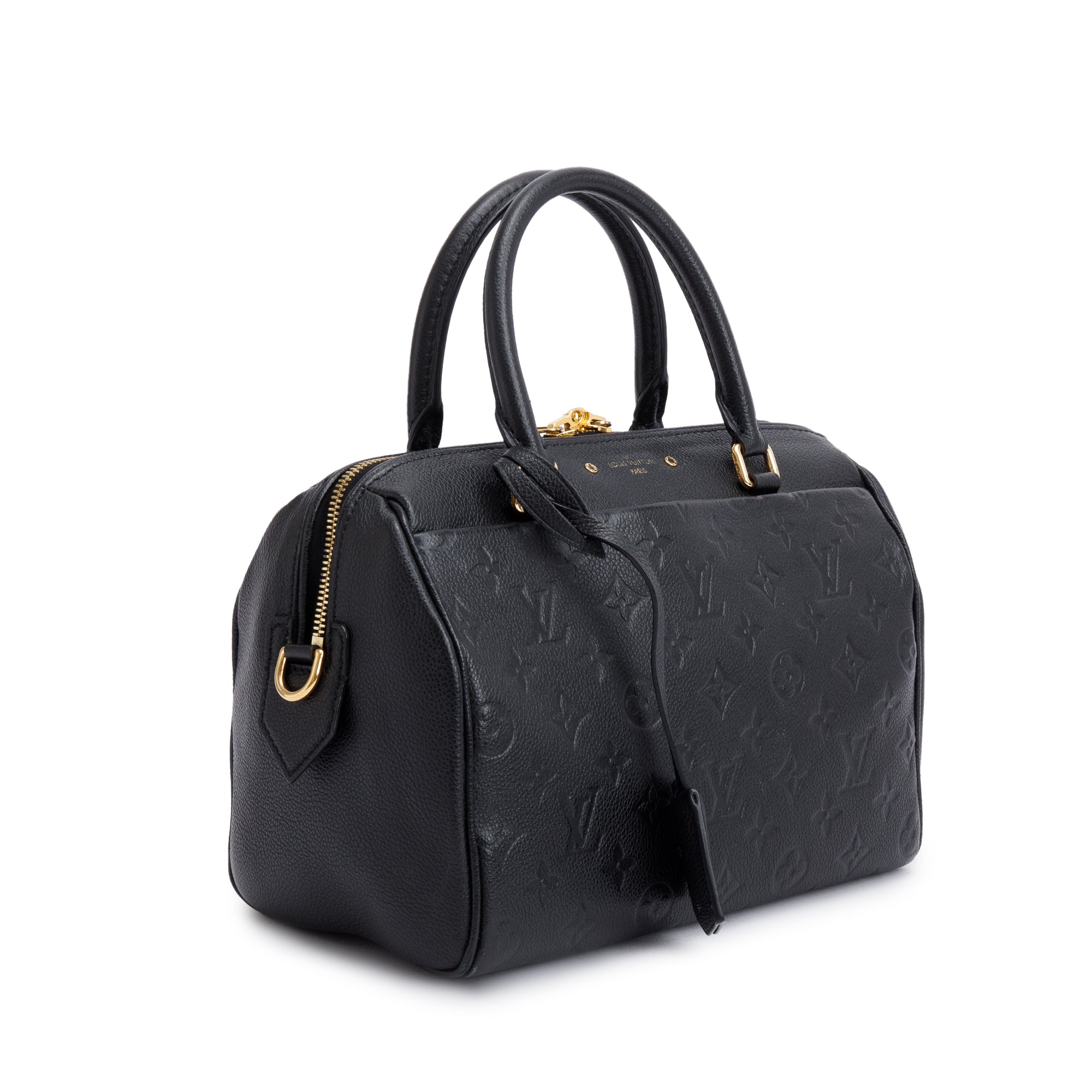 Louis Vuitton Black Monogram Empreinte Leather Speedy Bandouliere 25 NM w/ Box
