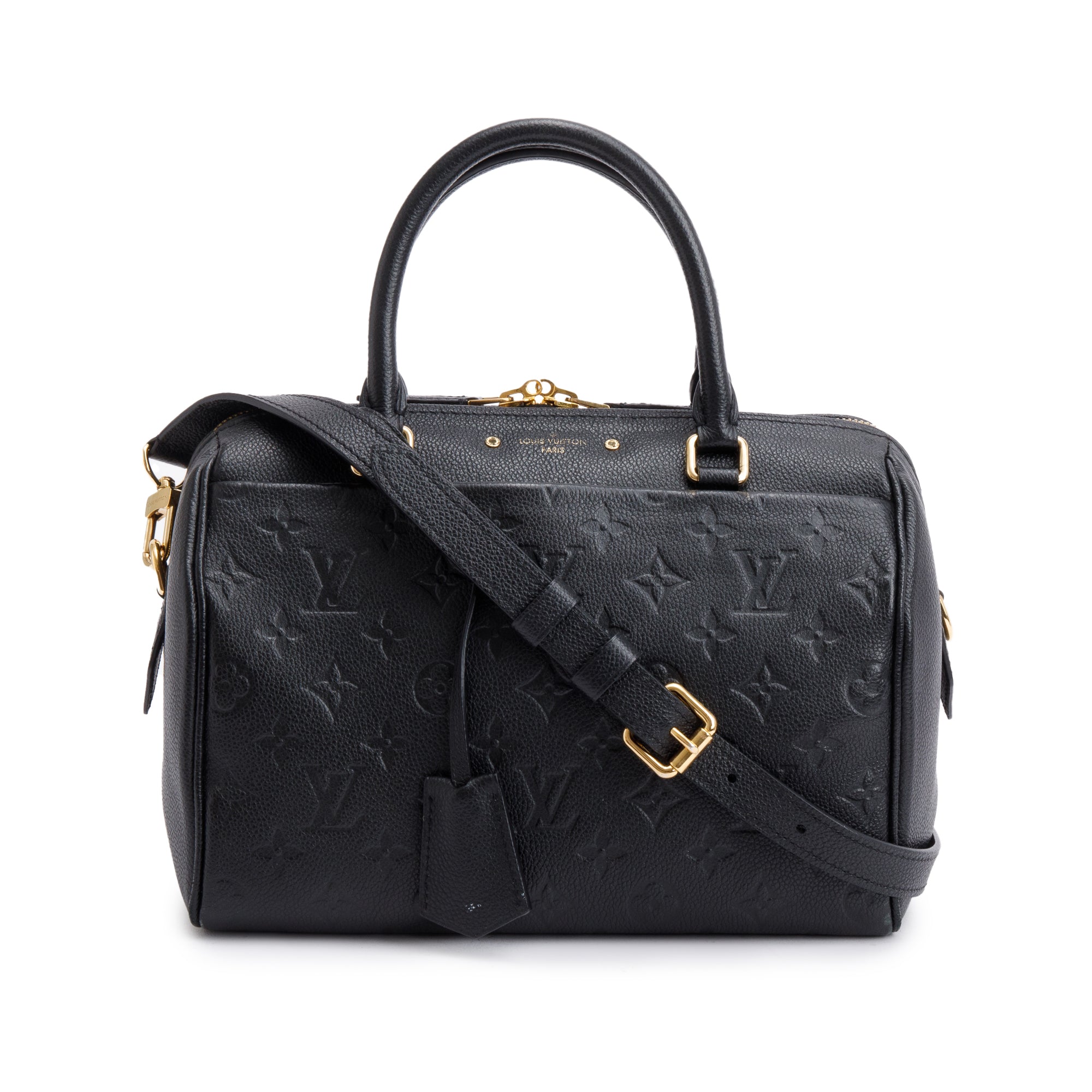 Louis Vuitton Black Monogram Empreinte Leather Speedy Bandouliere 25 NM w/ Box