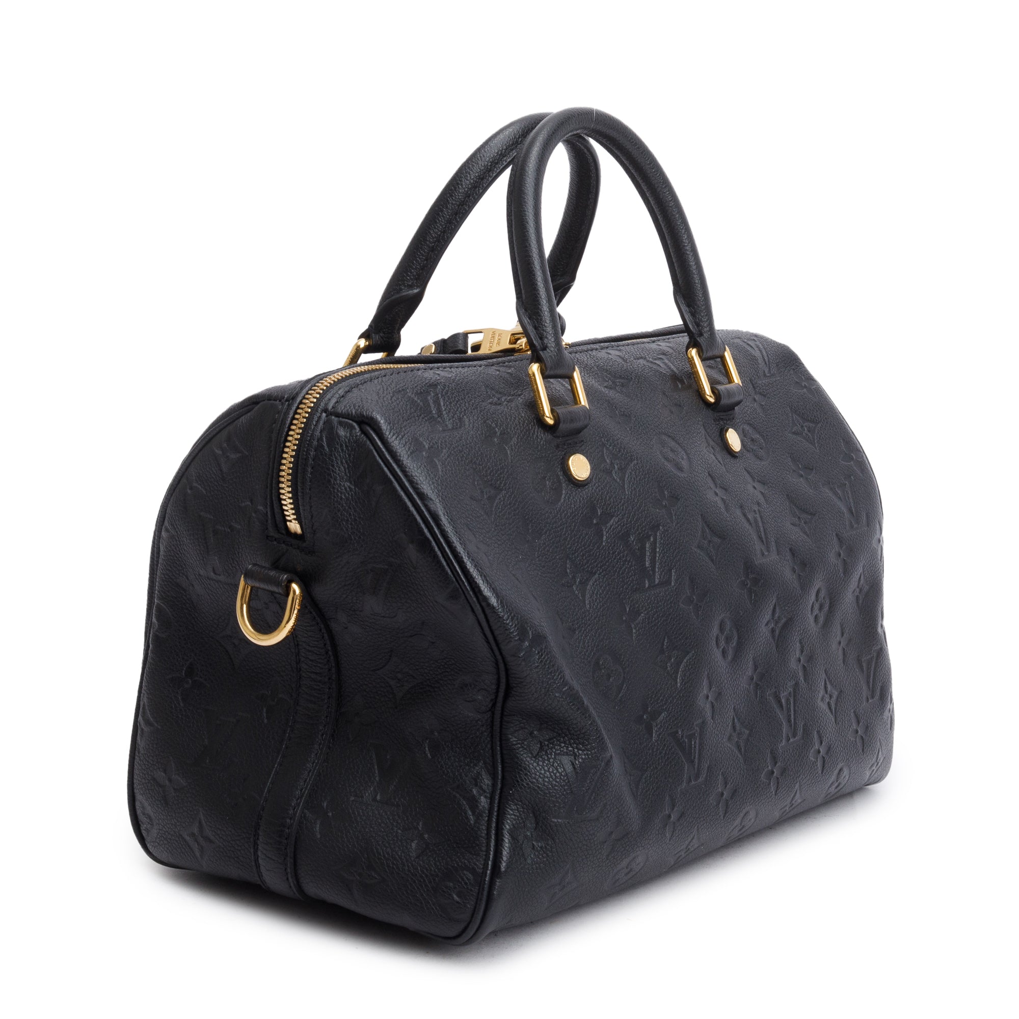 Louis Vuitton Black Monogram Empreinte Leather Speedy Bandouliere 30 w/ Strap