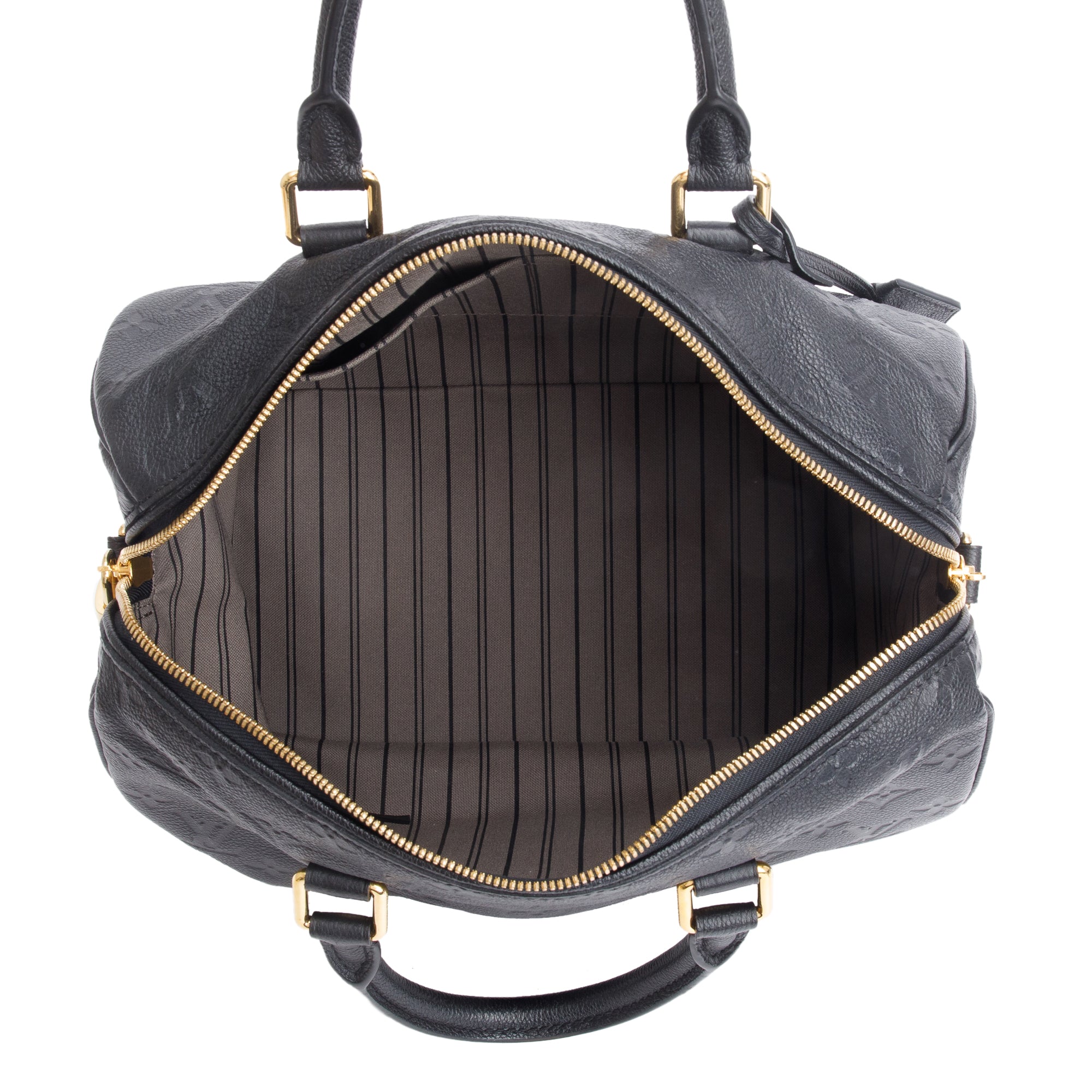 Louis Vuitton Black Monogram Empreinte Leather Speedy Bandouliere 30 w/ Strap