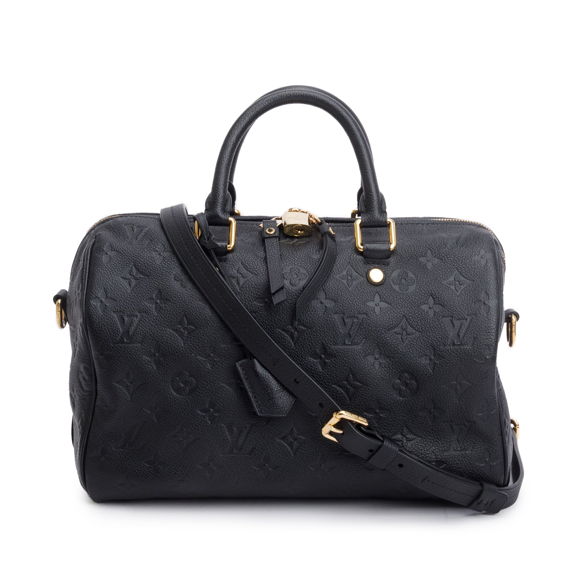 Louis Vuitton Black Monogram Empreinte Leather Speedy Bandouliere 30 w/ Strap