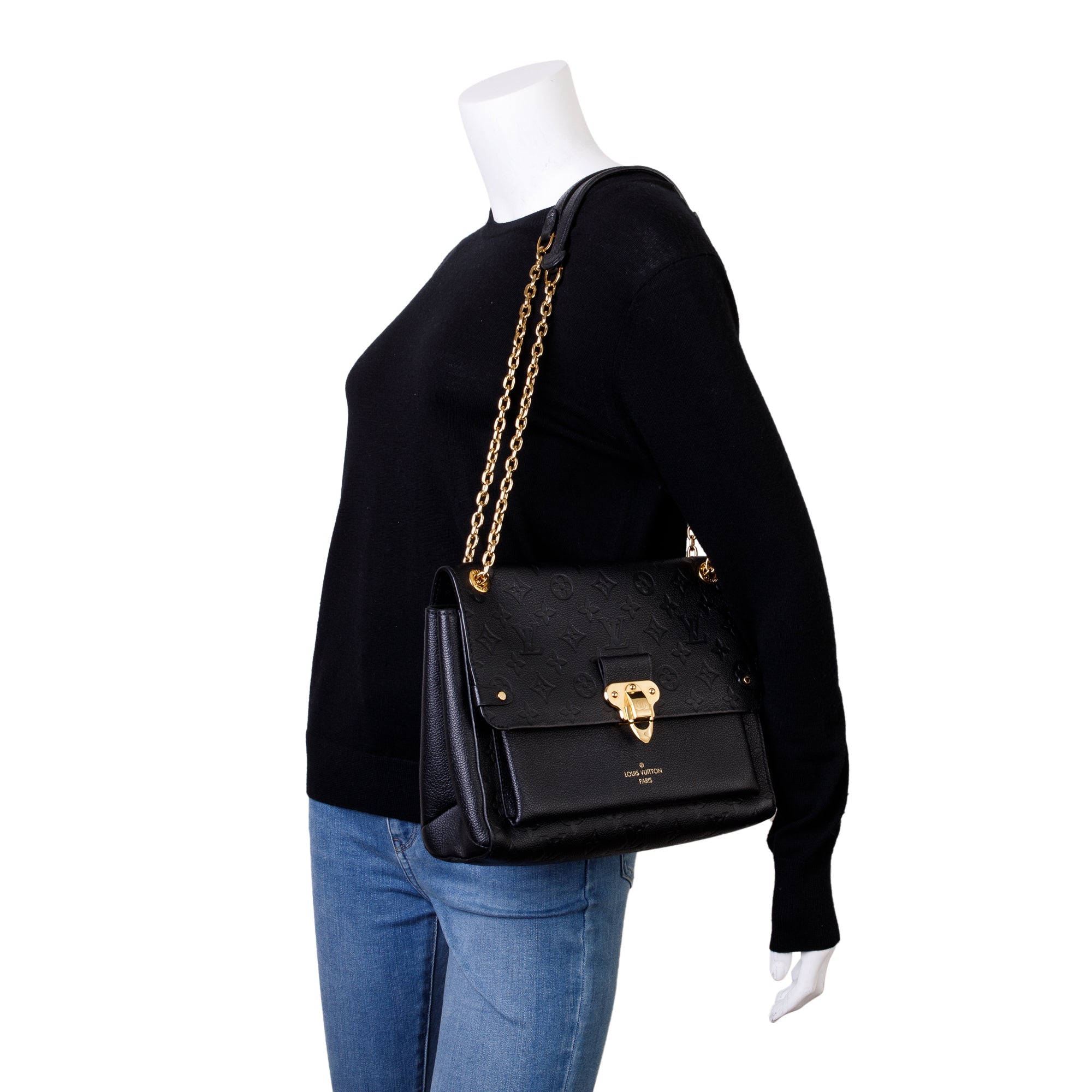 Louis Vuitton Black Monogram Empreinte Leather Vavin MM w/ Box