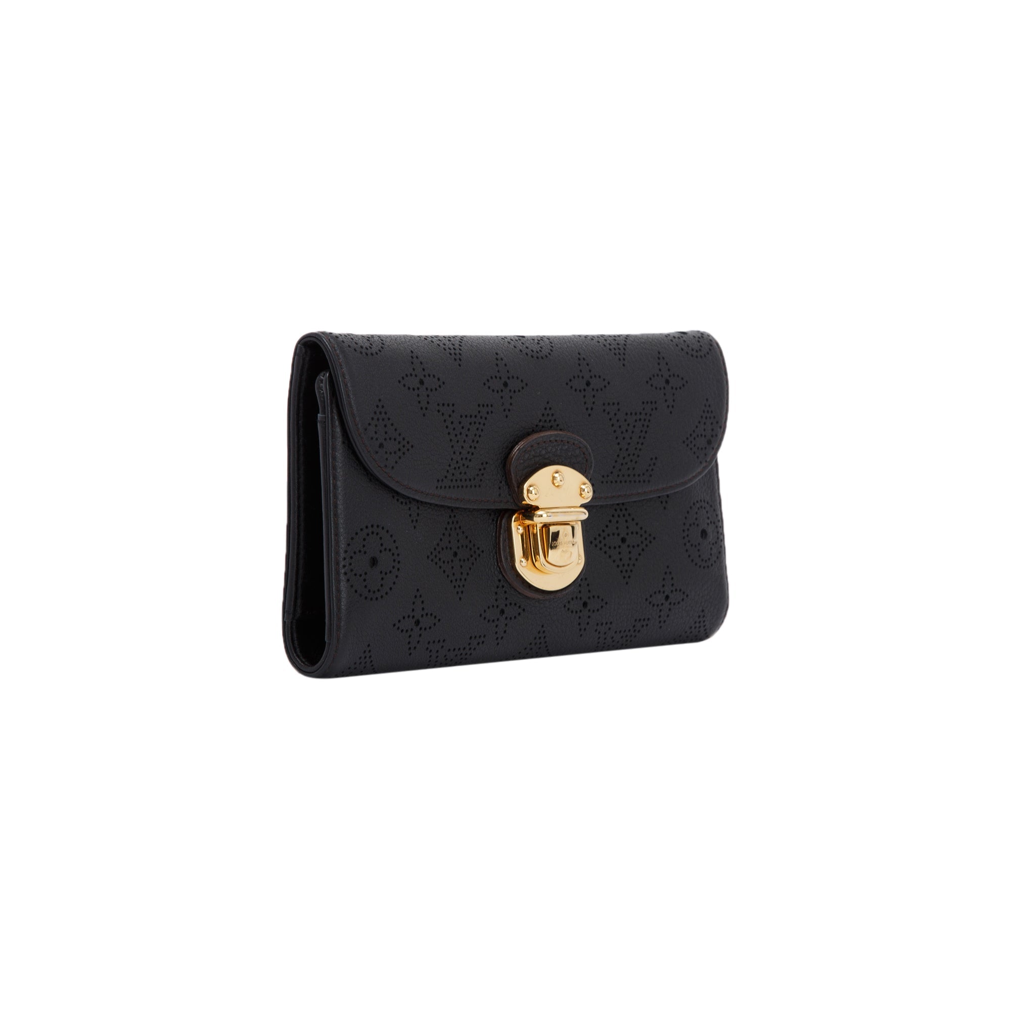 Louis Vuitton Black Monogram Mahina Leather Amelia Wallet