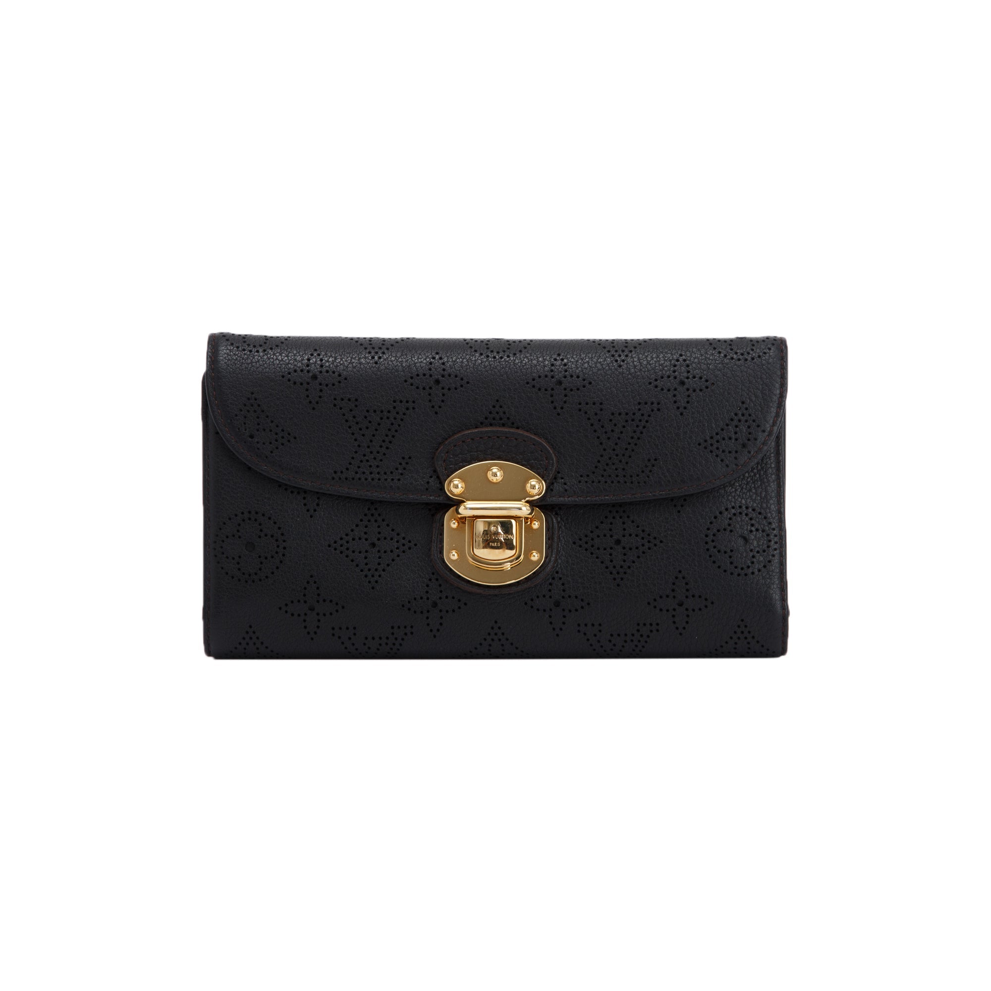 Louis Vuitton Black Monogram Mahina Leather Amelia Wallet