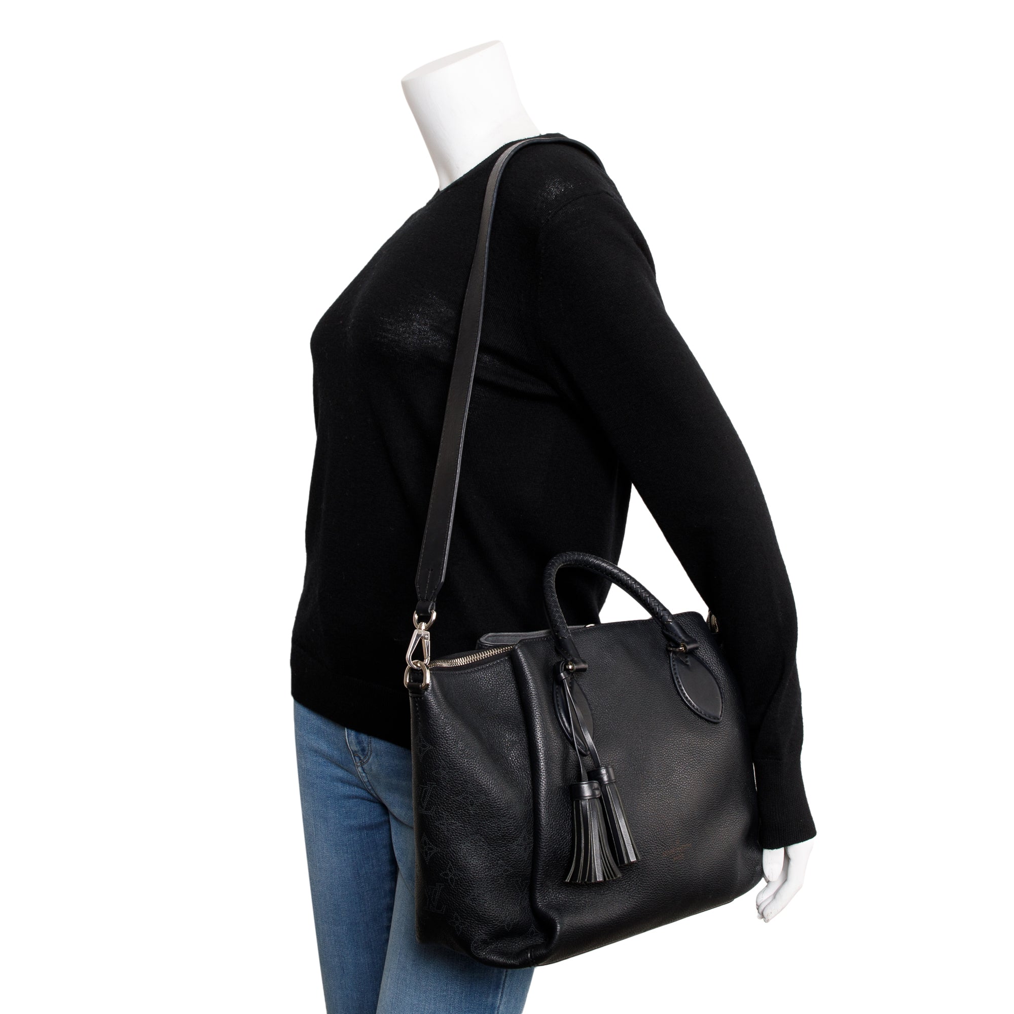 Louis Vuitton Black Monogram Mahina Leather Haumea w/ Strap