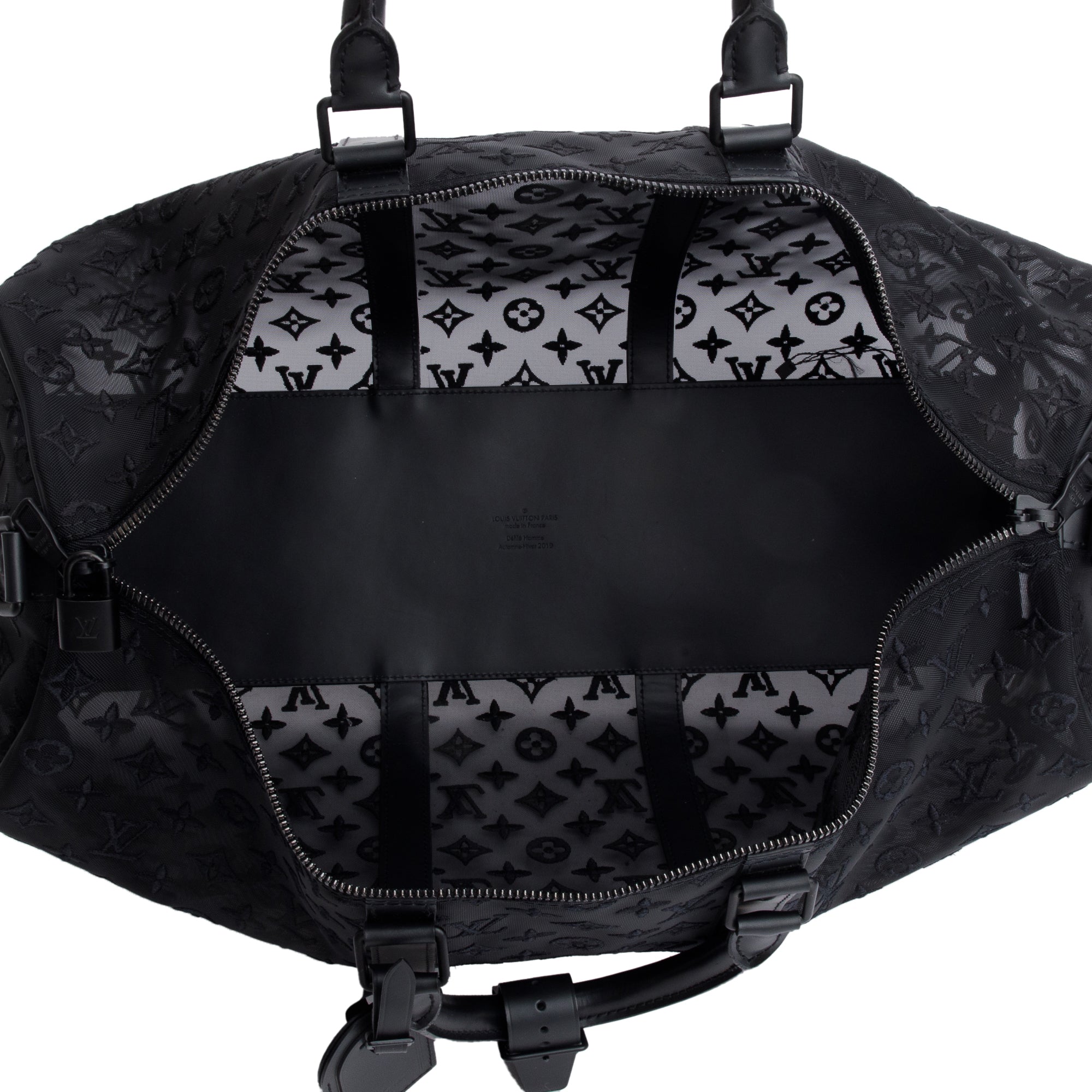 Louis Vuitton Black Monogram Mesh Keepall Bandouliere 50