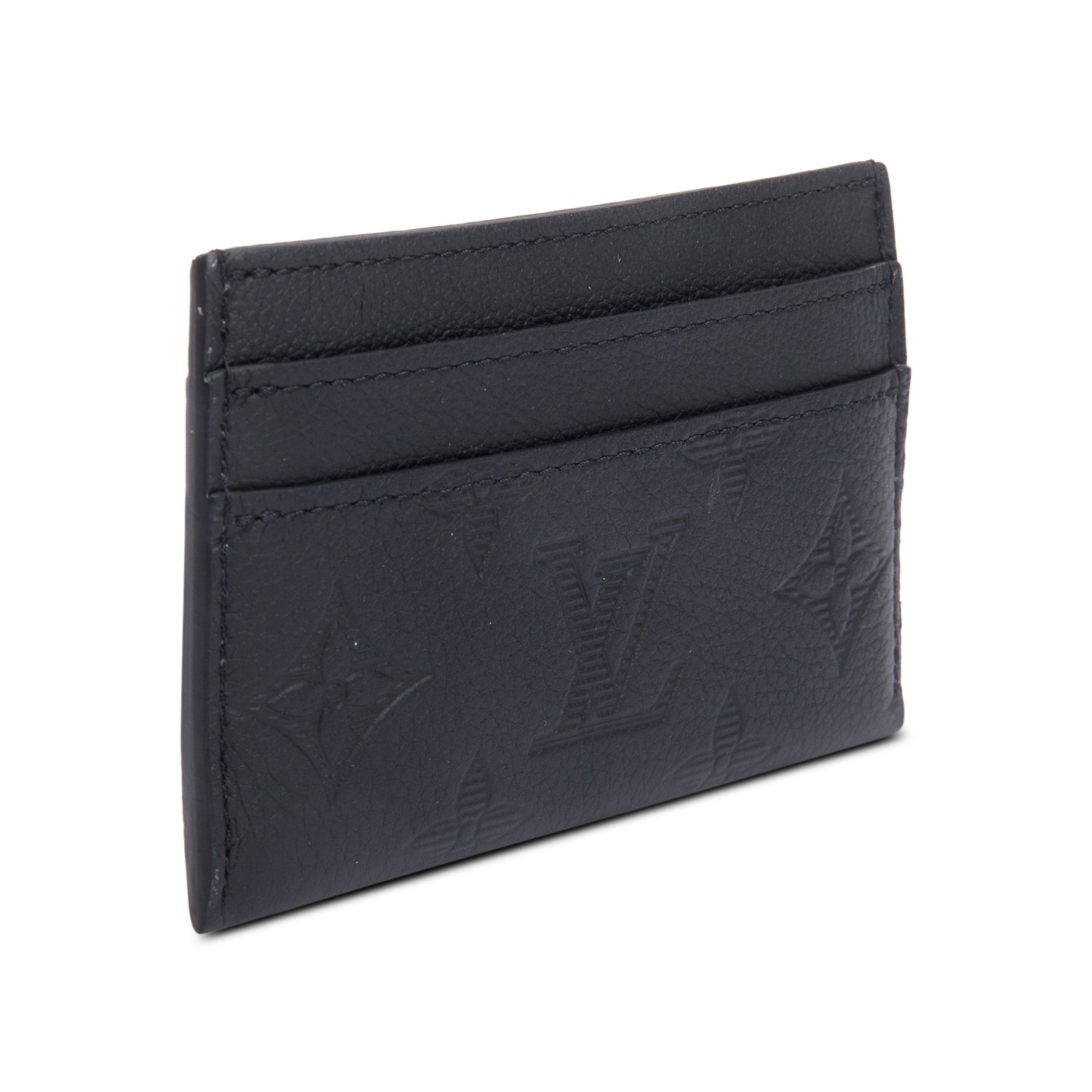 Louis Vuitton Black Monogram Shadow Calf Leather Double Card Holder