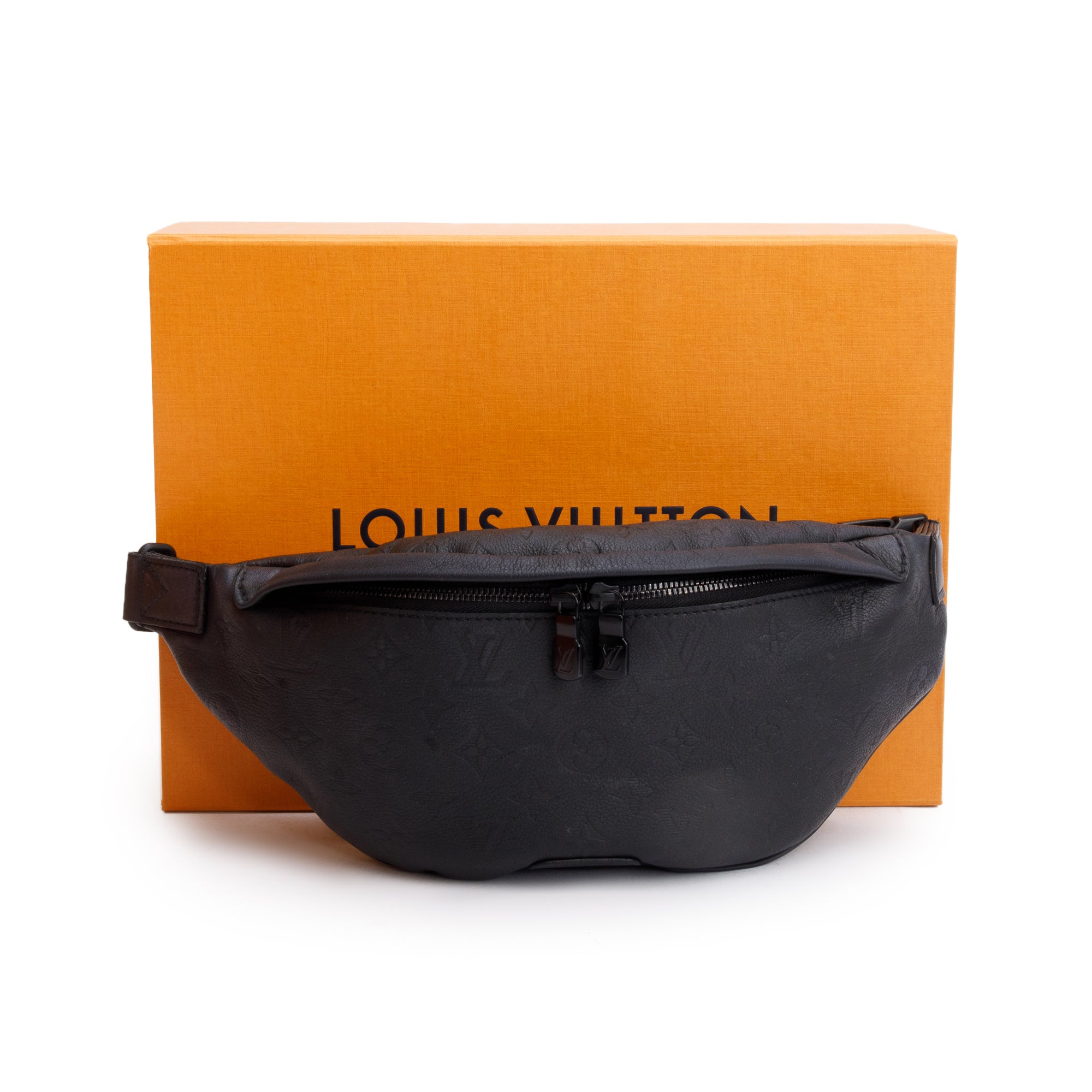 Louis Vuitton Black Monogram Shadow Calfskin Leather Discovery Bumbag w/ Box