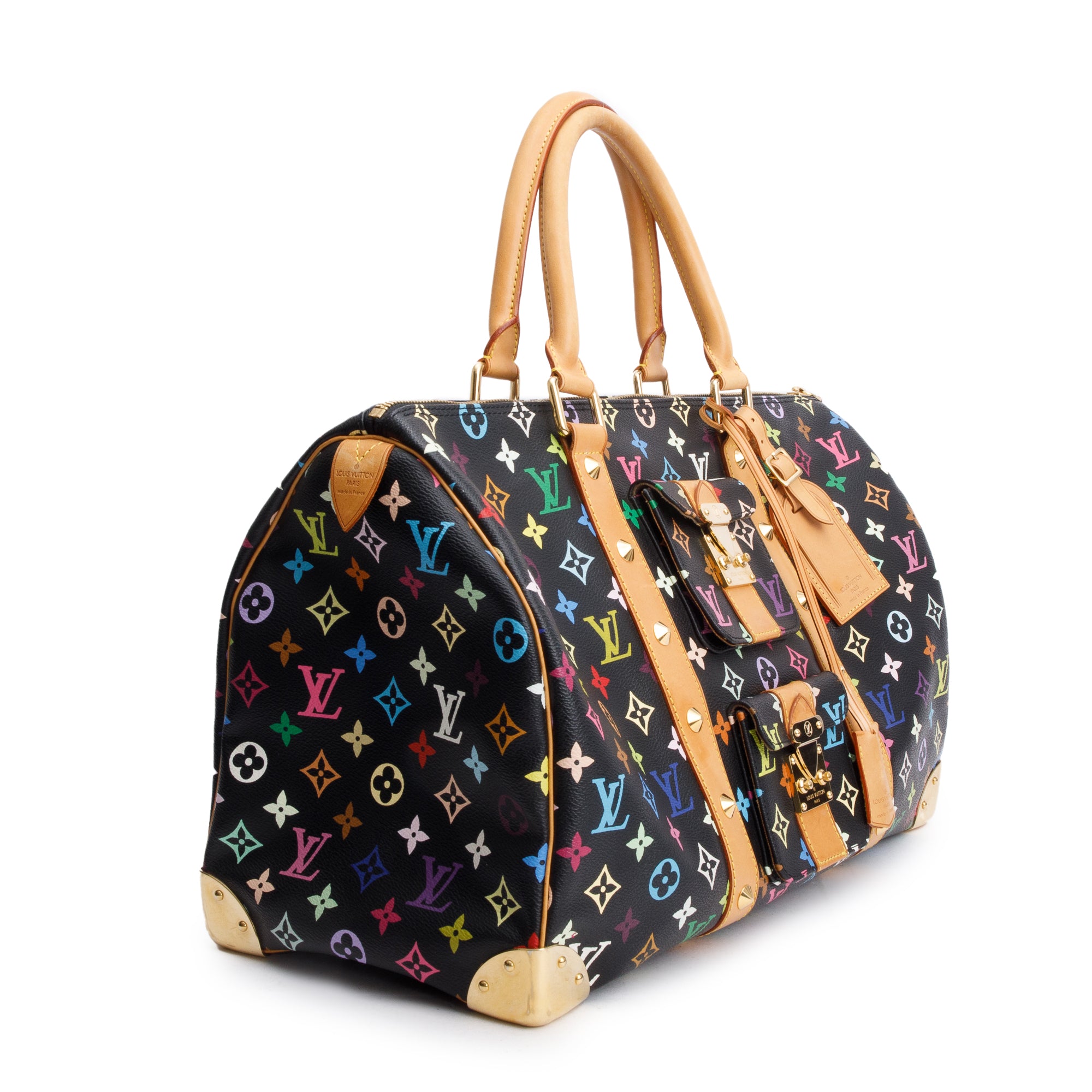 Louis Vuitton Black Multicolore Monogram Keepall 45