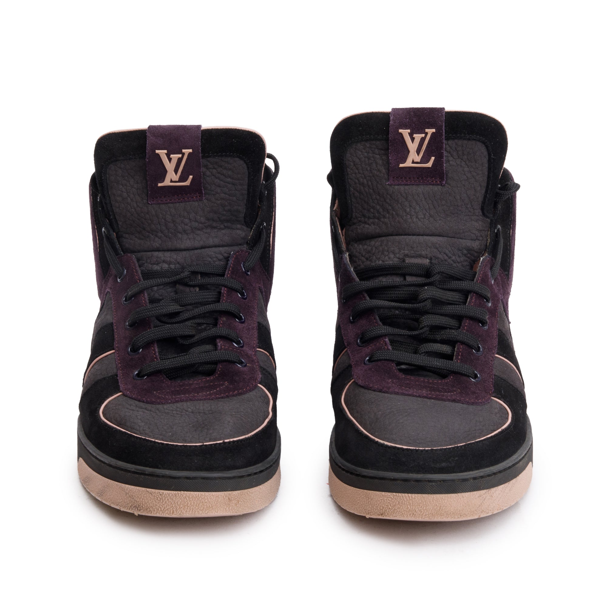 Louis Vuitton Black & Purple Suede Tribe High-Top Sneakers, Size 9 w/ Box