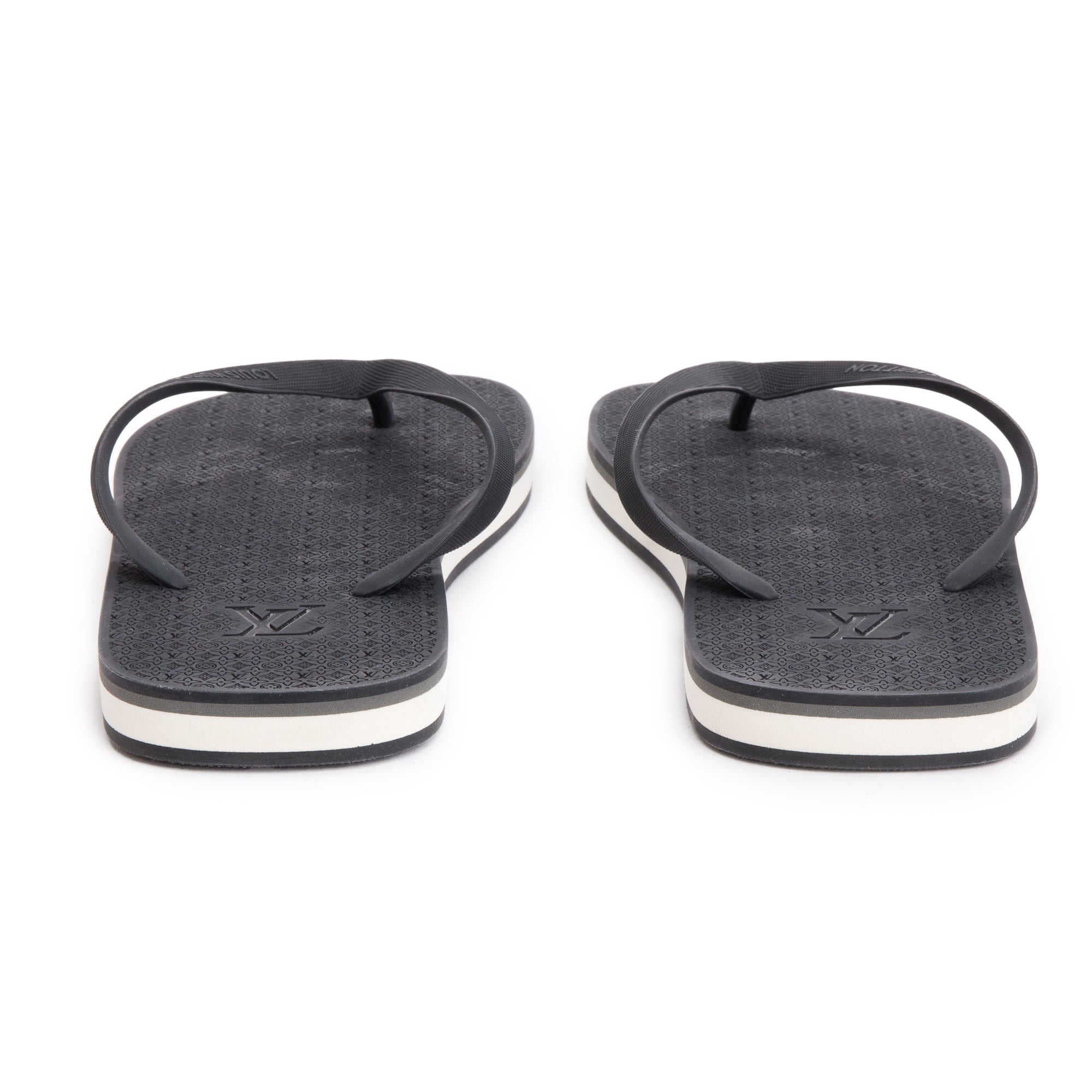 Louis Vuitton Black Rubber Molitor Thong Sandals, Size 12