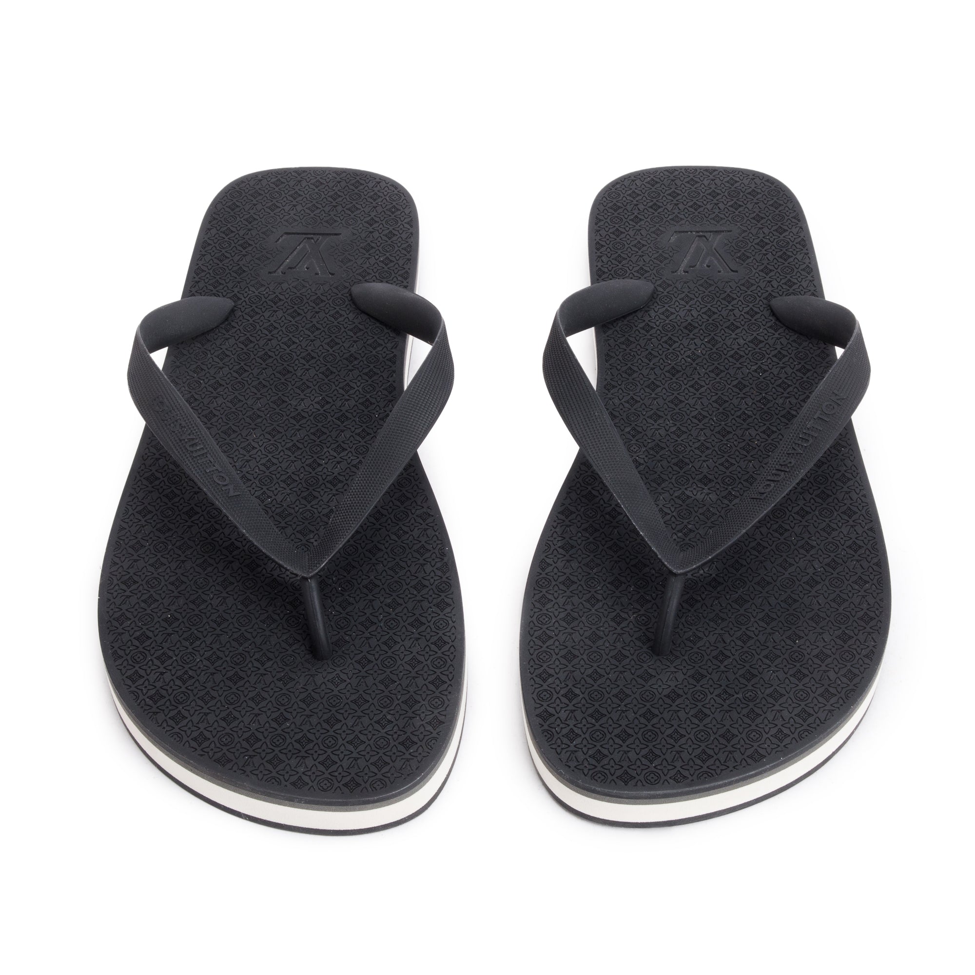 Louis Vuitton Black Rubber Molitor Thong Sandals, Size 12