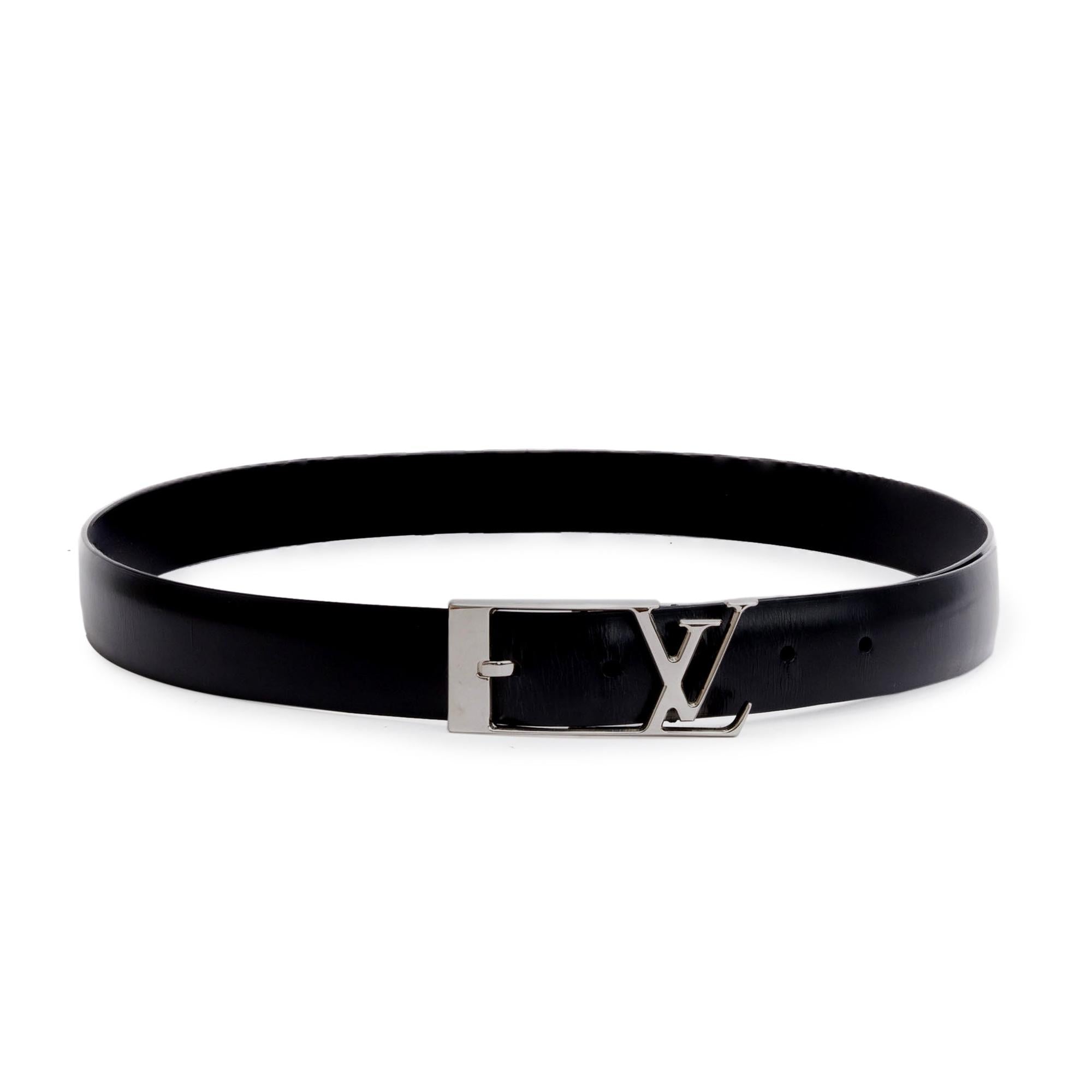 Louis Vuitton Black Smooth Leather Skyline 30 MM Belt 95 38