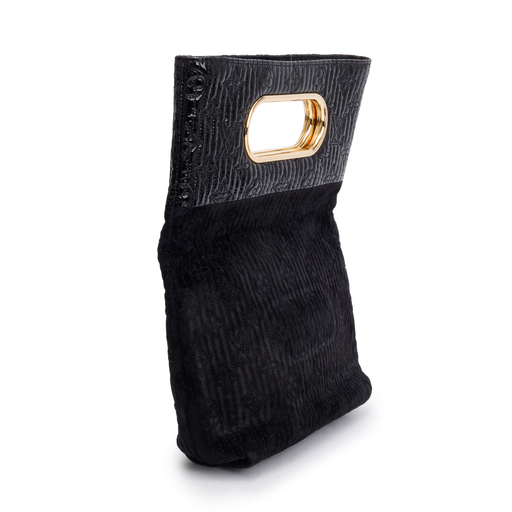 Louis Vuitton Black Suede Monogram Motard Afterdark Clutch
