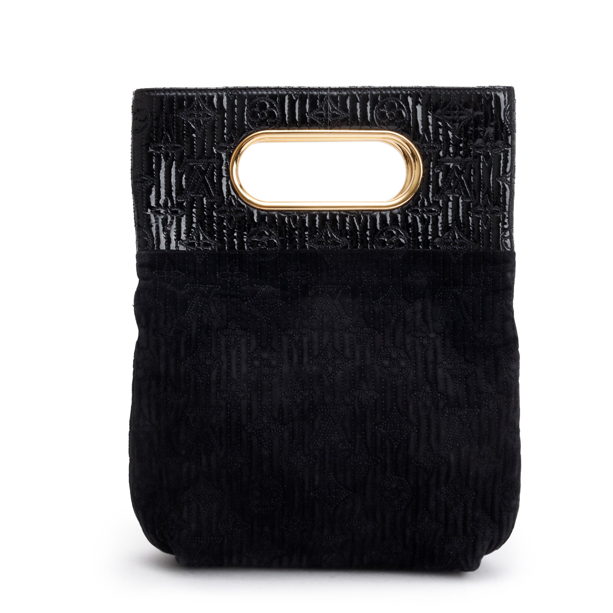 Louis Vuitton Black Suede Monogram Motard Afterdark Clutch
