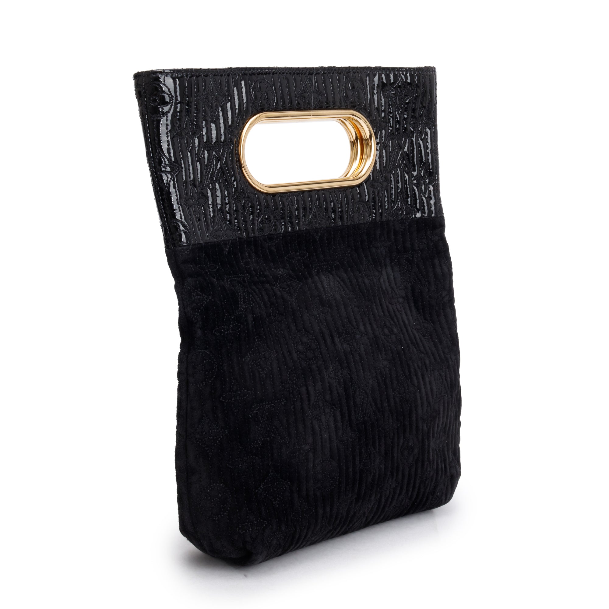 Louis Vuitton Black Suede Monogram Motard Afterdark Clutch