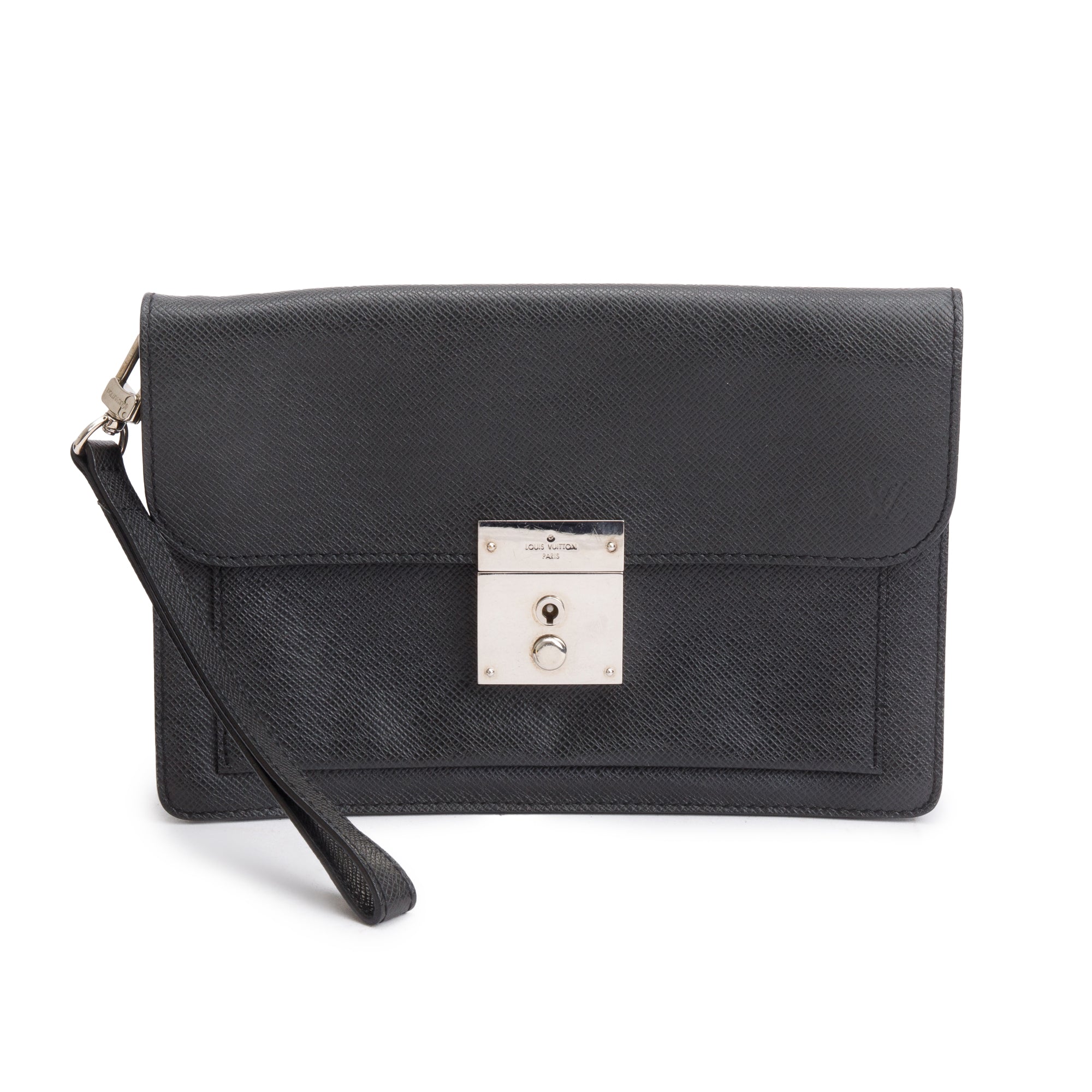 Louis Vuitton Black Taiga Leather Neo Belaia Clutch