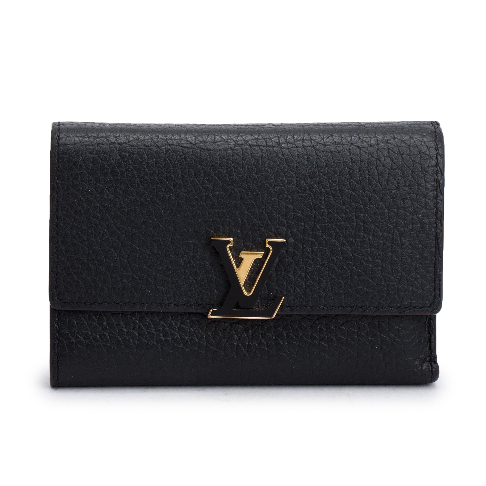 Louis Vuitton Black Taurillon Leather Capucines Compact Wallet