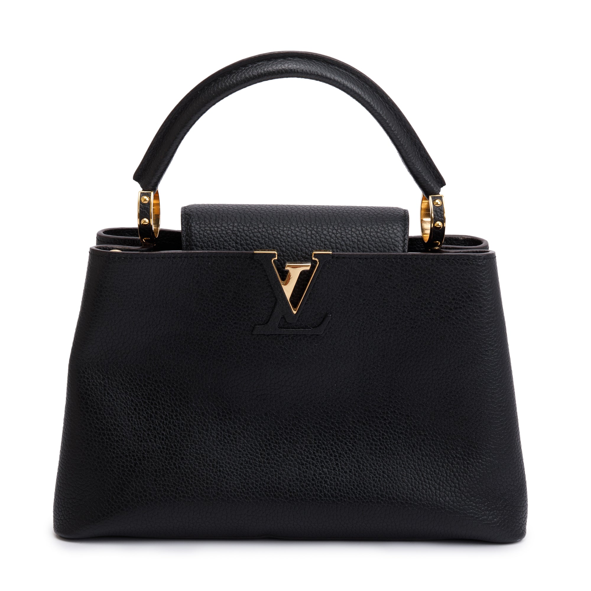 Louis Vuitton Black Taurillon Leather Capucines PM w/ Strap