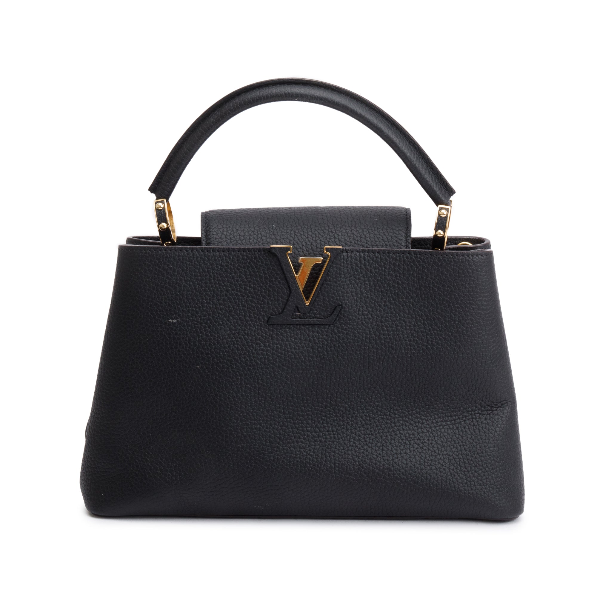 Louis Vuitton Black Taurillon Leather Capucines PM w/ Strap