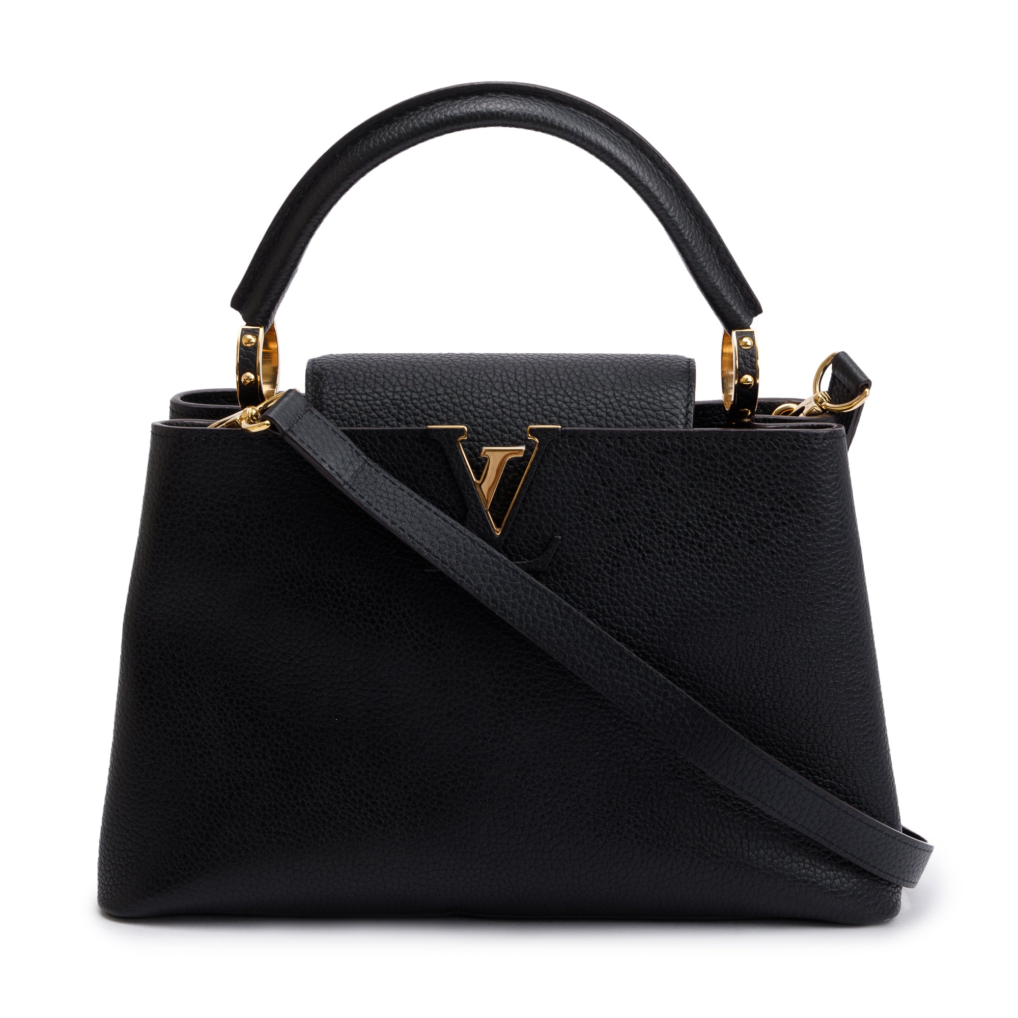 Louis Vuitton Black Taurillon Leather Capucines PM w/ Strap