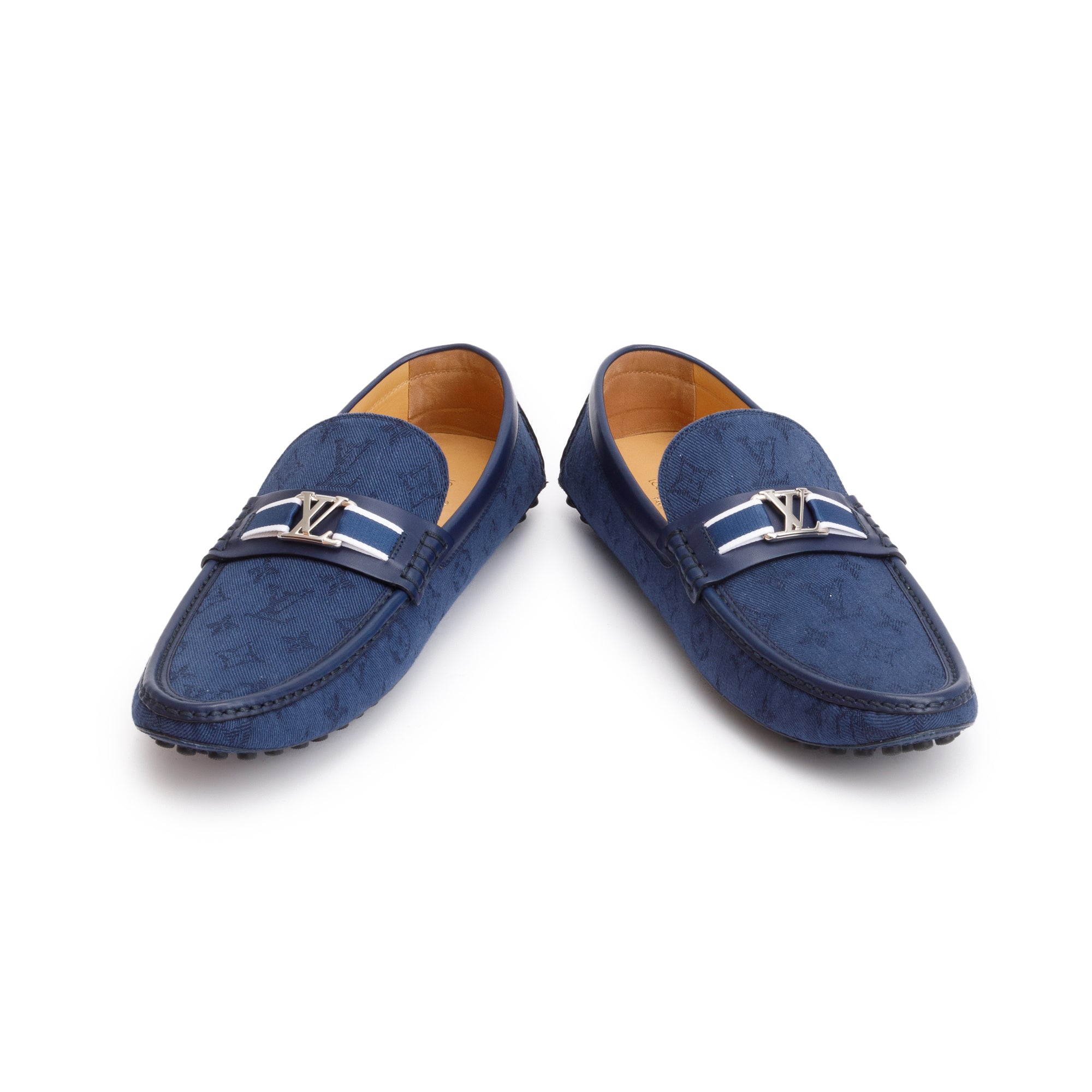 Louis Vuitton Blue Denim Men's Hockenheim Moccasin Loafers, Size 11 w/ Box