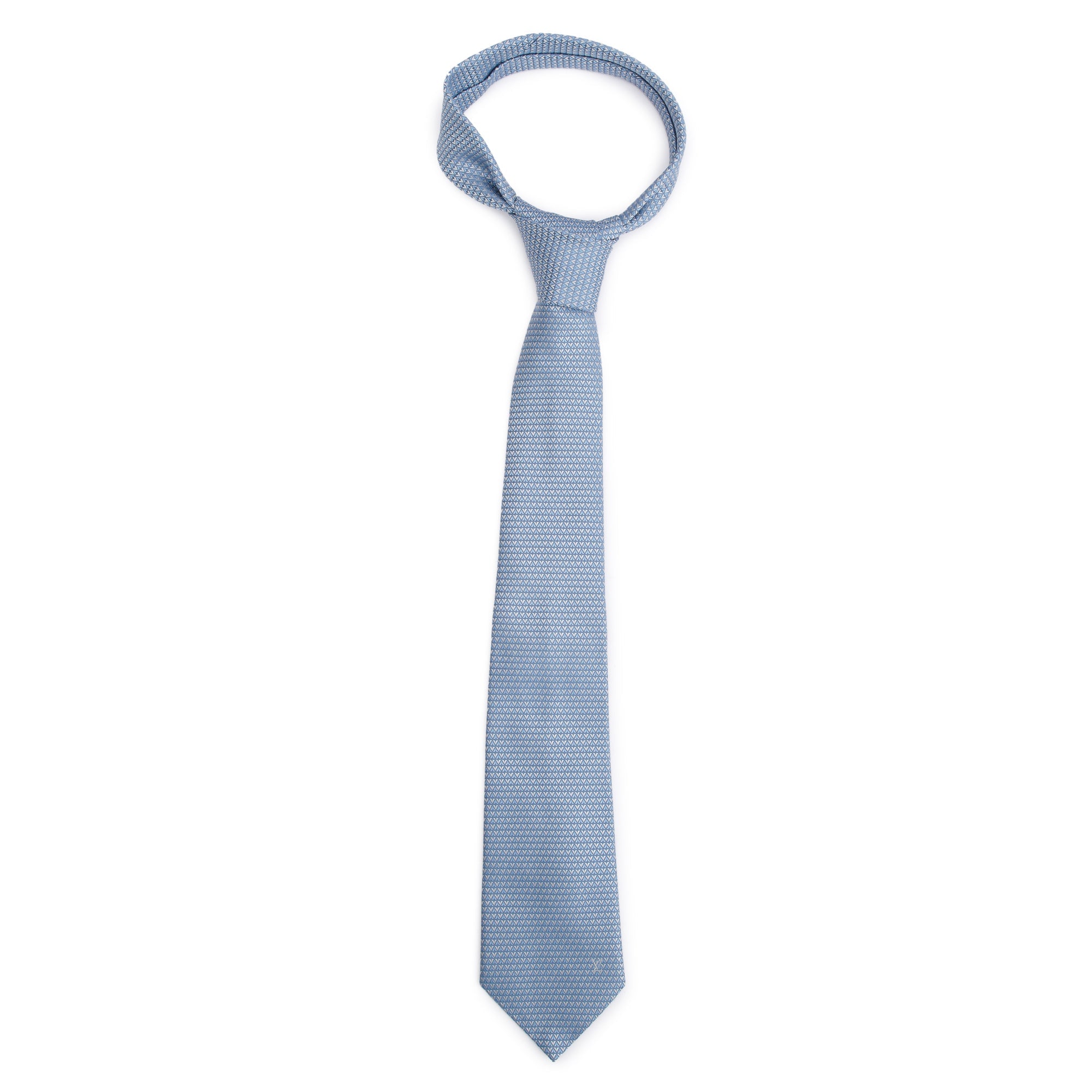 Louis Vuitton Blue Gray Diamonds V Silk Tie w/ Box