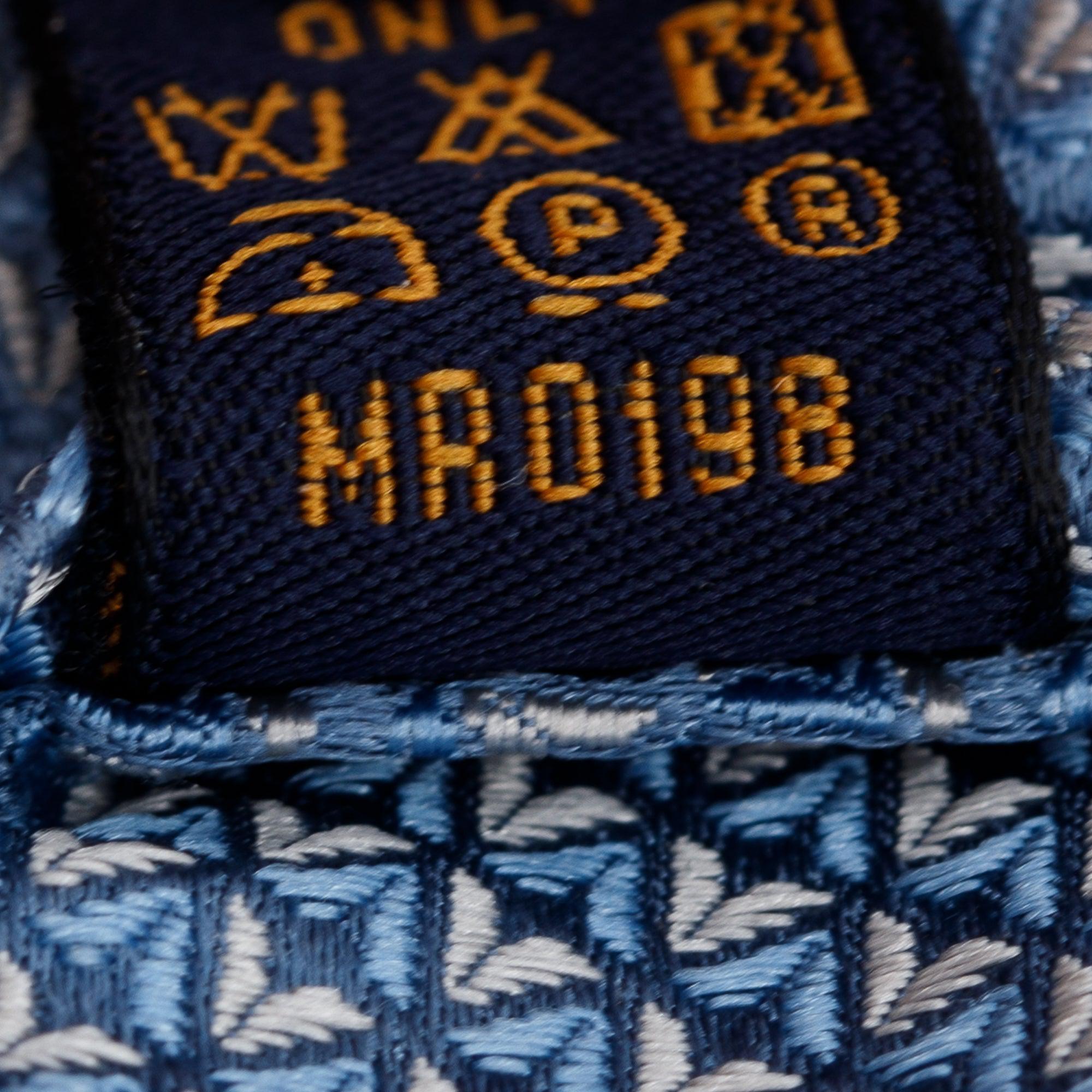 Louis Vuitton Blue Gray Diamonds V Silk Tie w/ Box