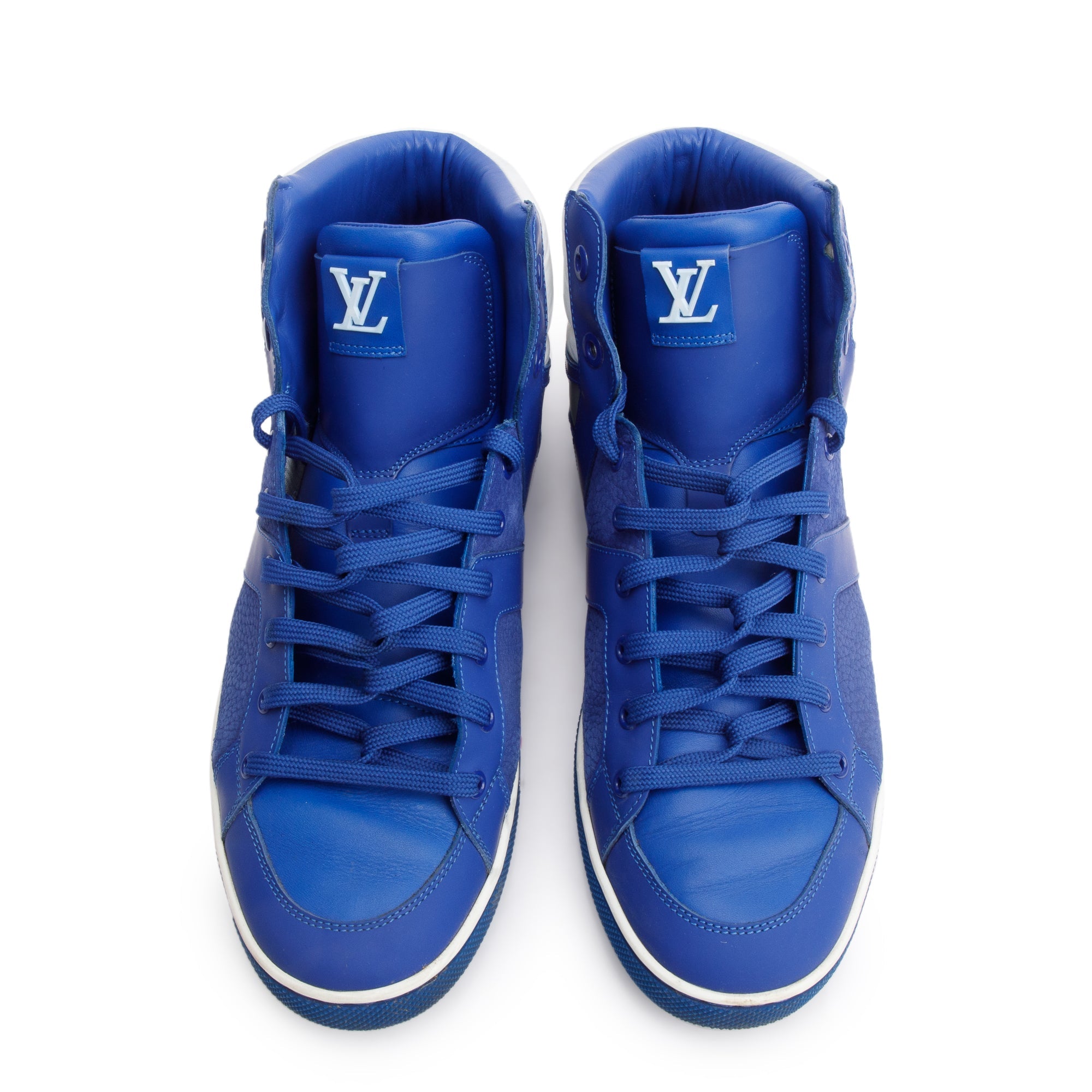 Louis Vuitton Blue Leather AW2012 High-Top Sneakers, Size 8.5 w/ Box