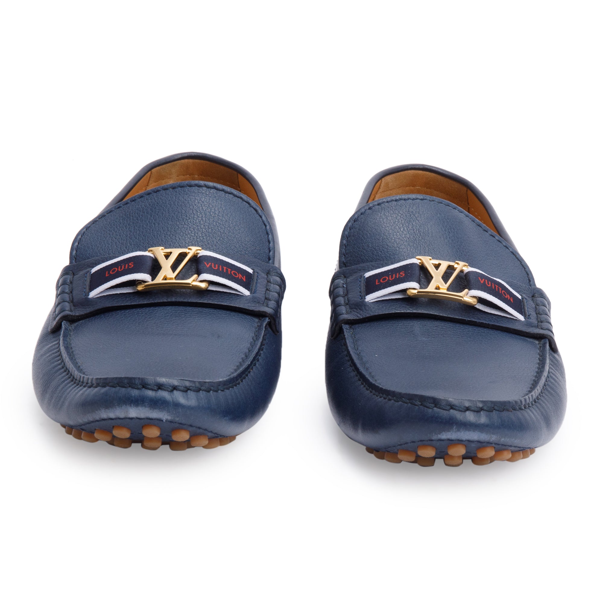 Louis Vuitton Blue Leather Men's Hockenheim Moccasin Loafers, Size 8.5