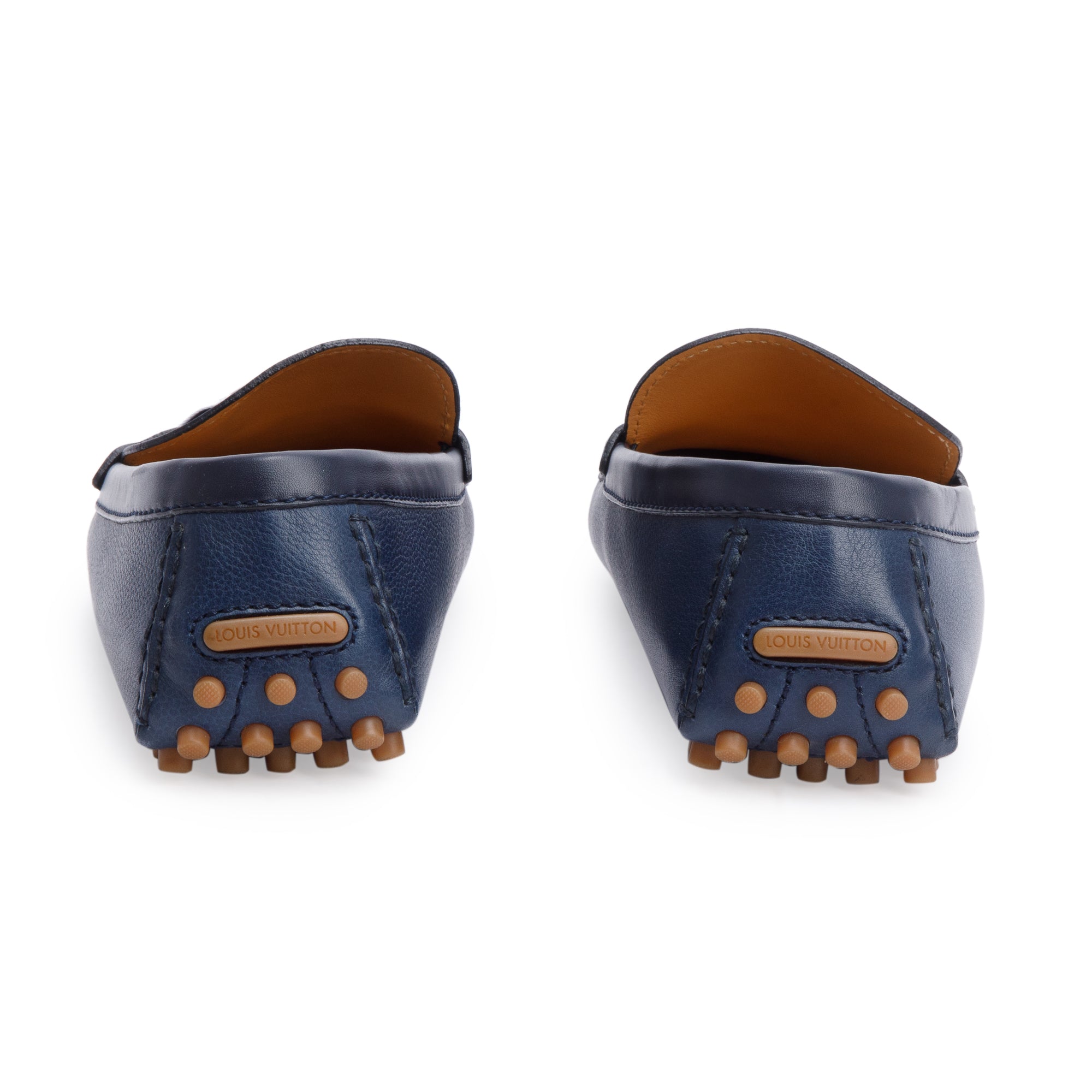 Louis Vuitton Blue Leather Men's Hockenheim Moccasin Loafers, Size 8.5