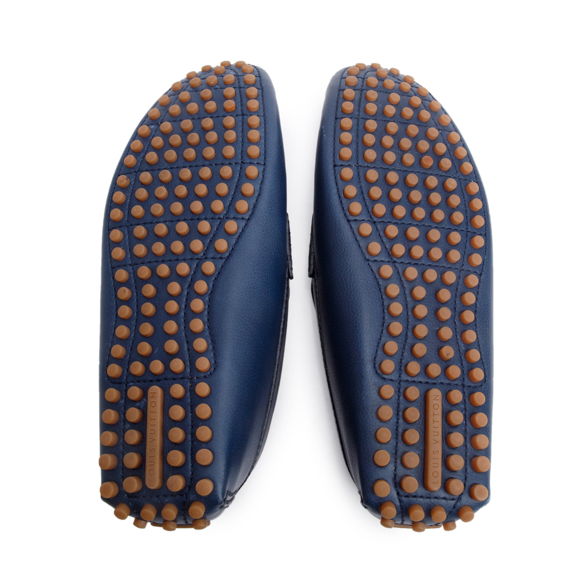 Louis Vuitton Blue Leather Men's Hockenheim Moccasin Loafers, Size 8.5