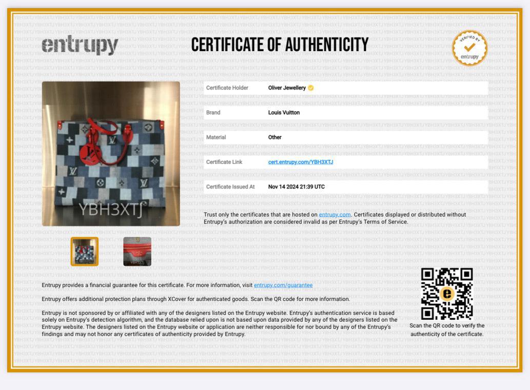 Louis Vuitton Blue Monogram Damier Denim OnTheGo GM w/ Box & Receipt